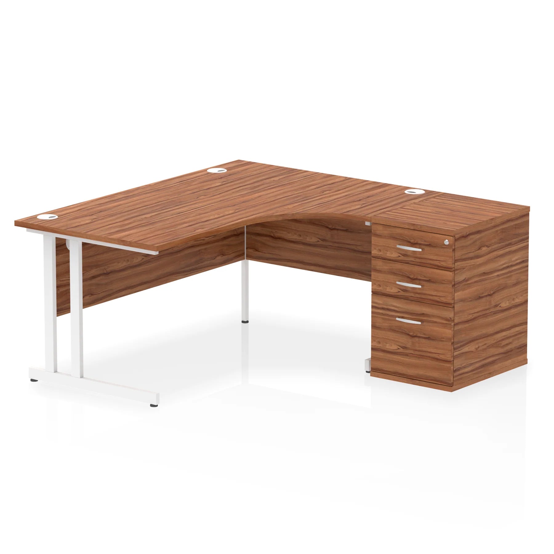 Impulse 1600mm Cantilever Crescent Desk and 600mm Fixed Pedestal Bundle