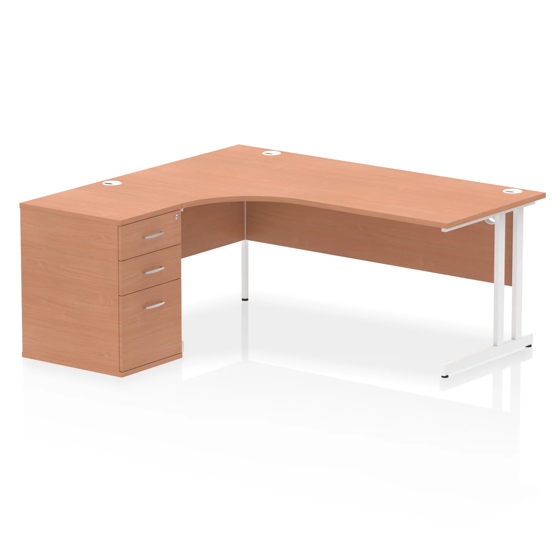 Impulse 1800mm Cantilever Crescent Desk and 600mm Fixed Pedestal Bundle