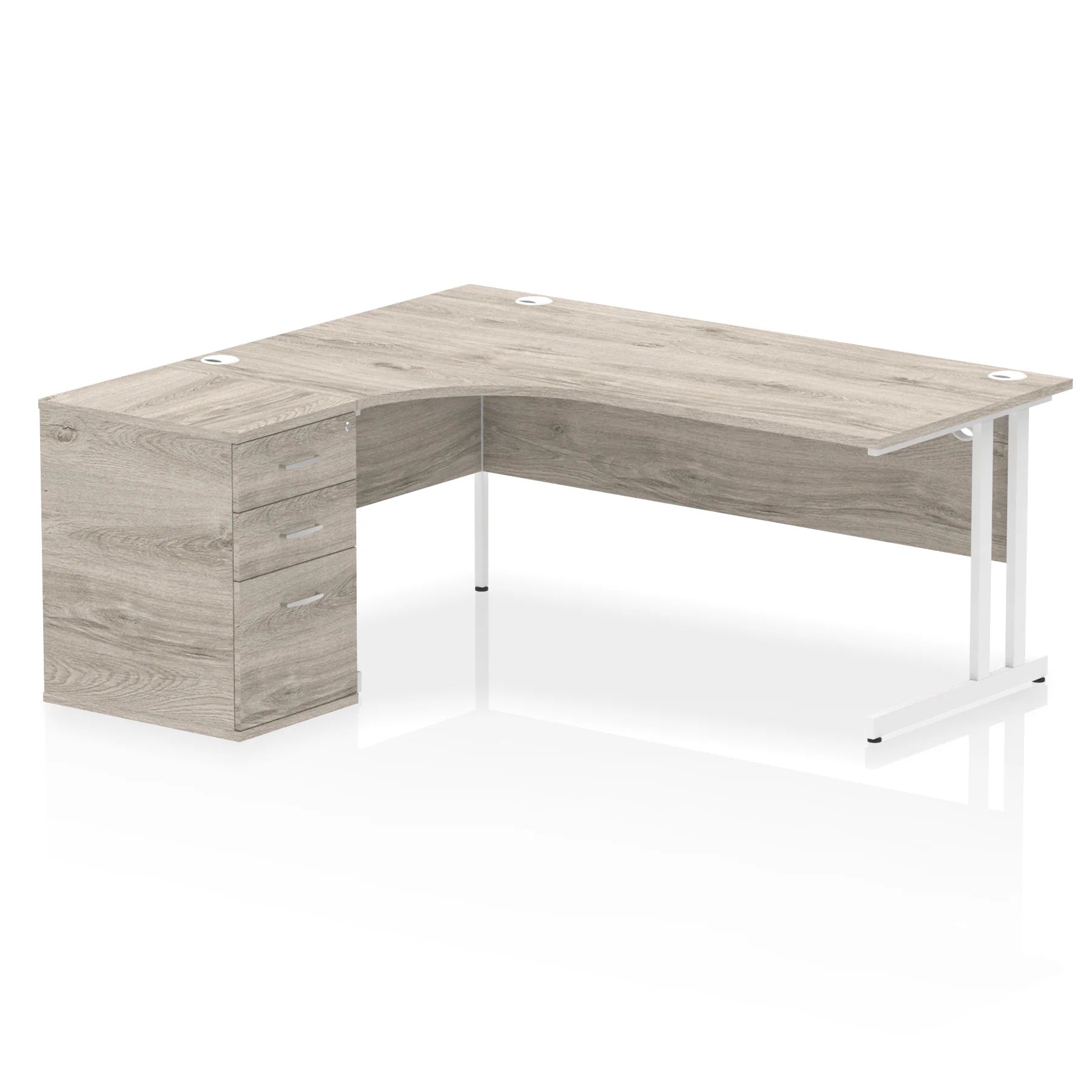 Impulse 1800mm Cantilever Crescent Desk and 600mm Fixed Pedestal Bundle