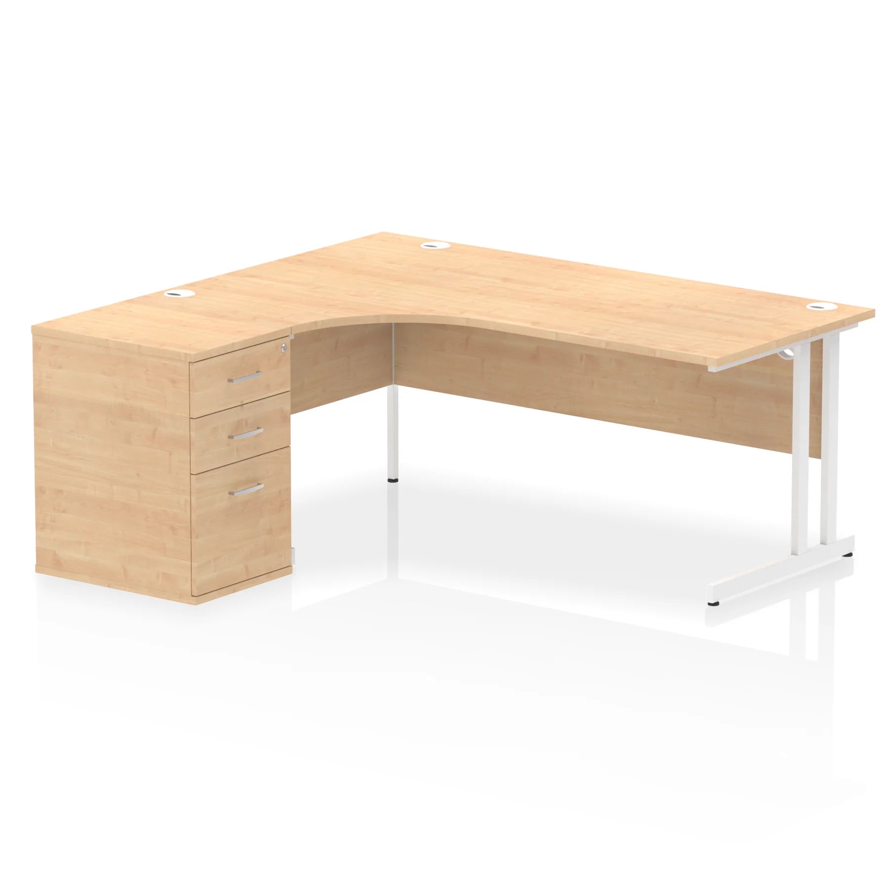Impulse 1800mm Cantilever Crescent Desk and 600mm Fixed Pedestal Bundle