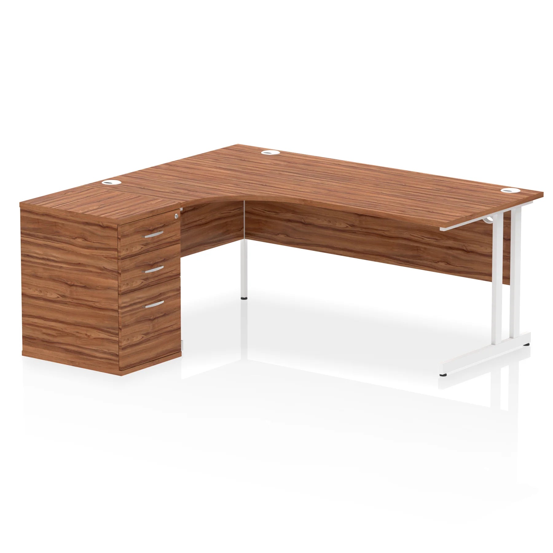 Impulse 1800mm Cantilever Crescent Desk and 600mm Fixed Pedestal Bundle