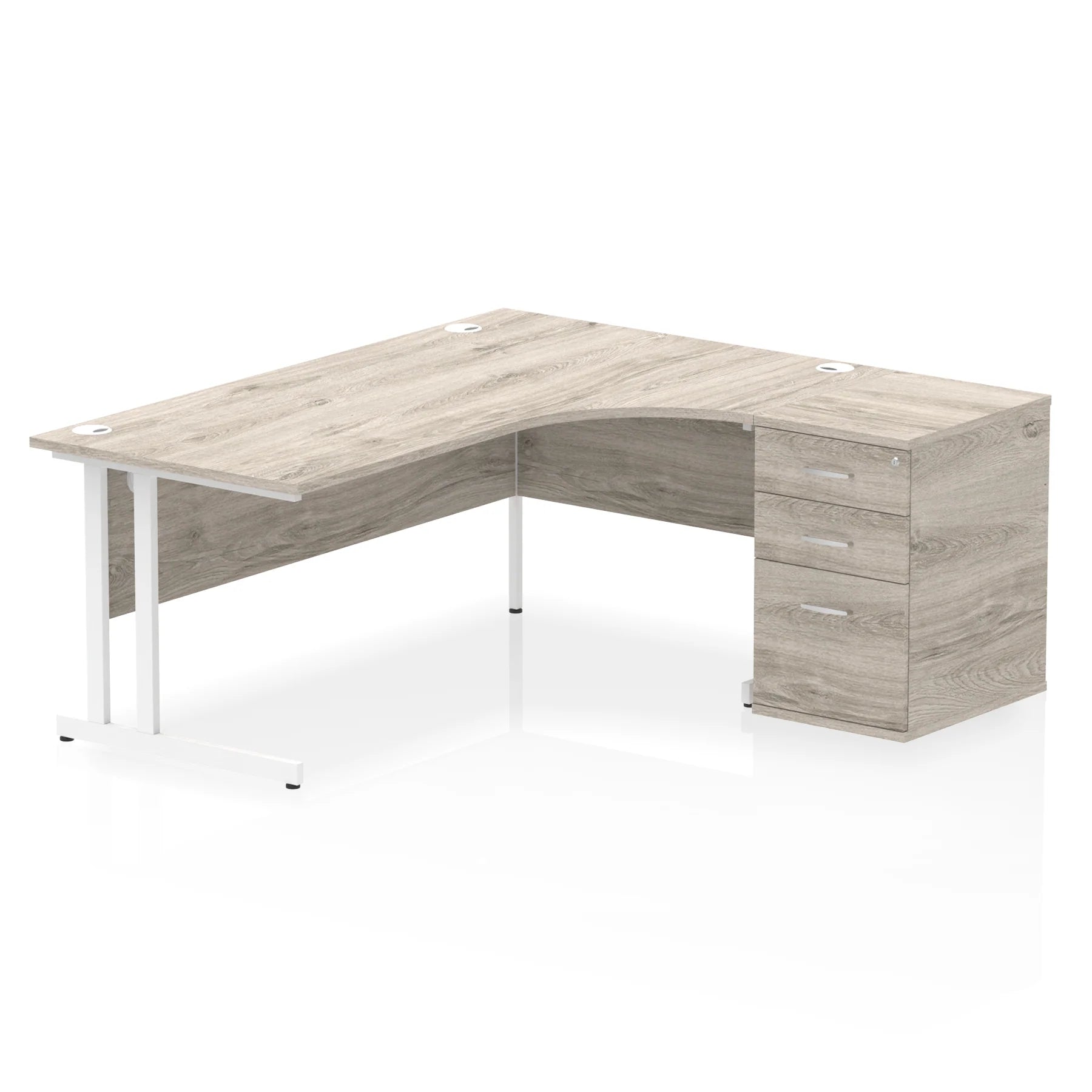 Impulse 1800mm Cantilever Crescent Desk and 600mm Fixed Pedestal Bundle