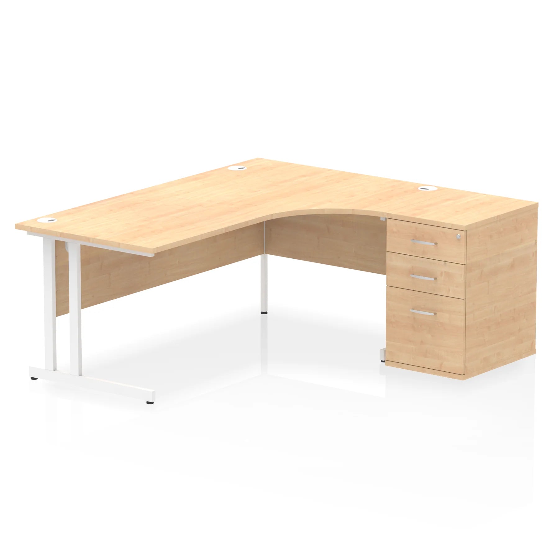 Impulse 1800mm Cantilever Crescent Desk and 600mm Fixed Pedestal Bundle