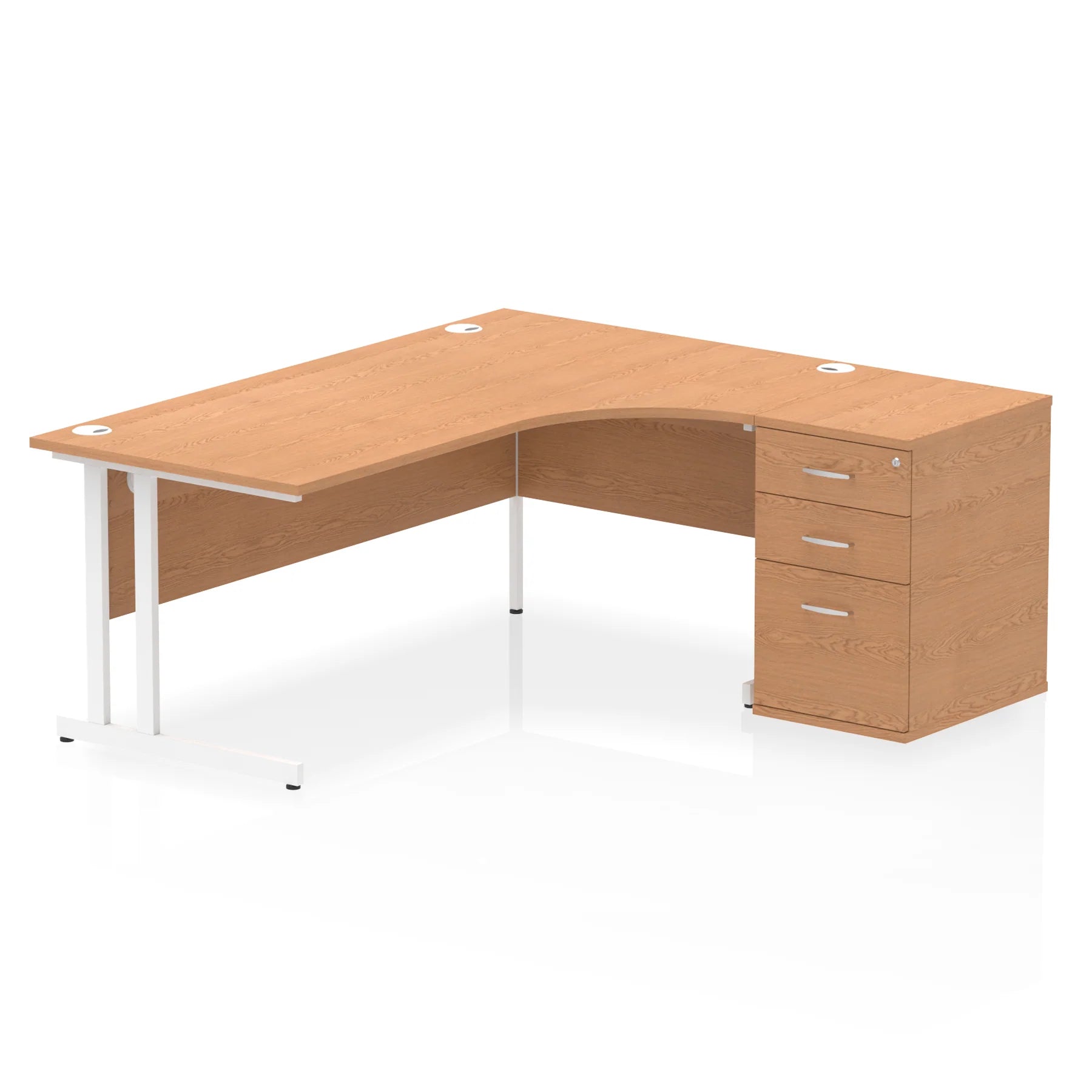 Impulse 1800mm Cantilever Crescent Desk and 600mm Fixed Pedestal Bundle