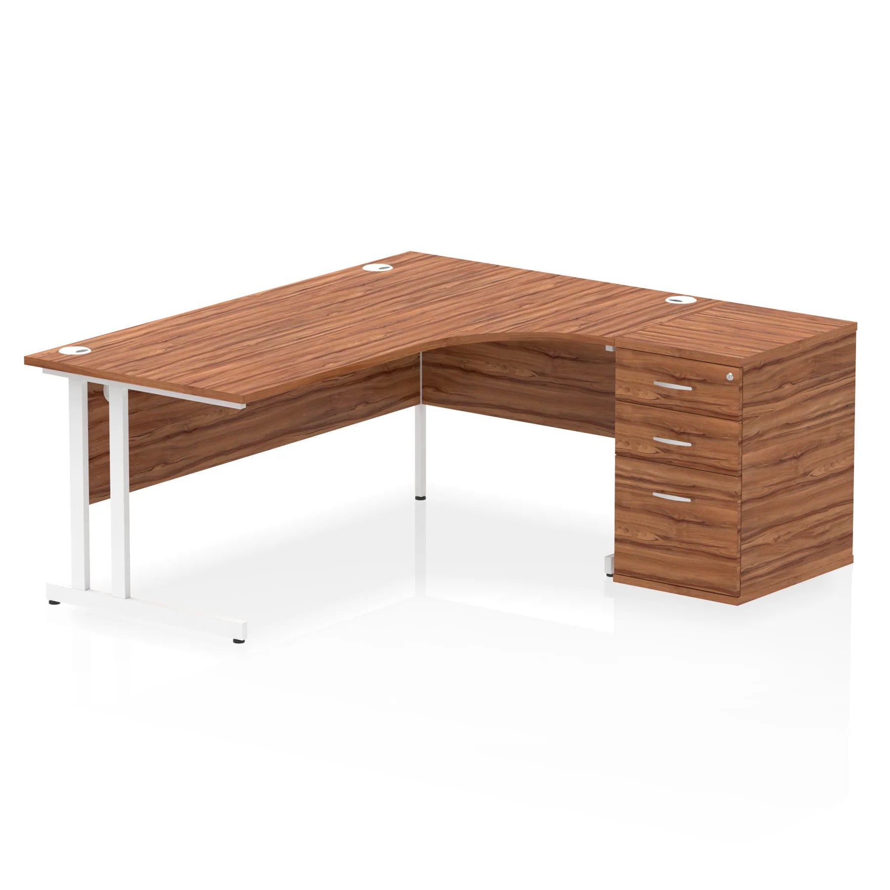 Impulse 1800mm Cantilever Crescent Desk and 600mm Fixed Pedestal Bundle
