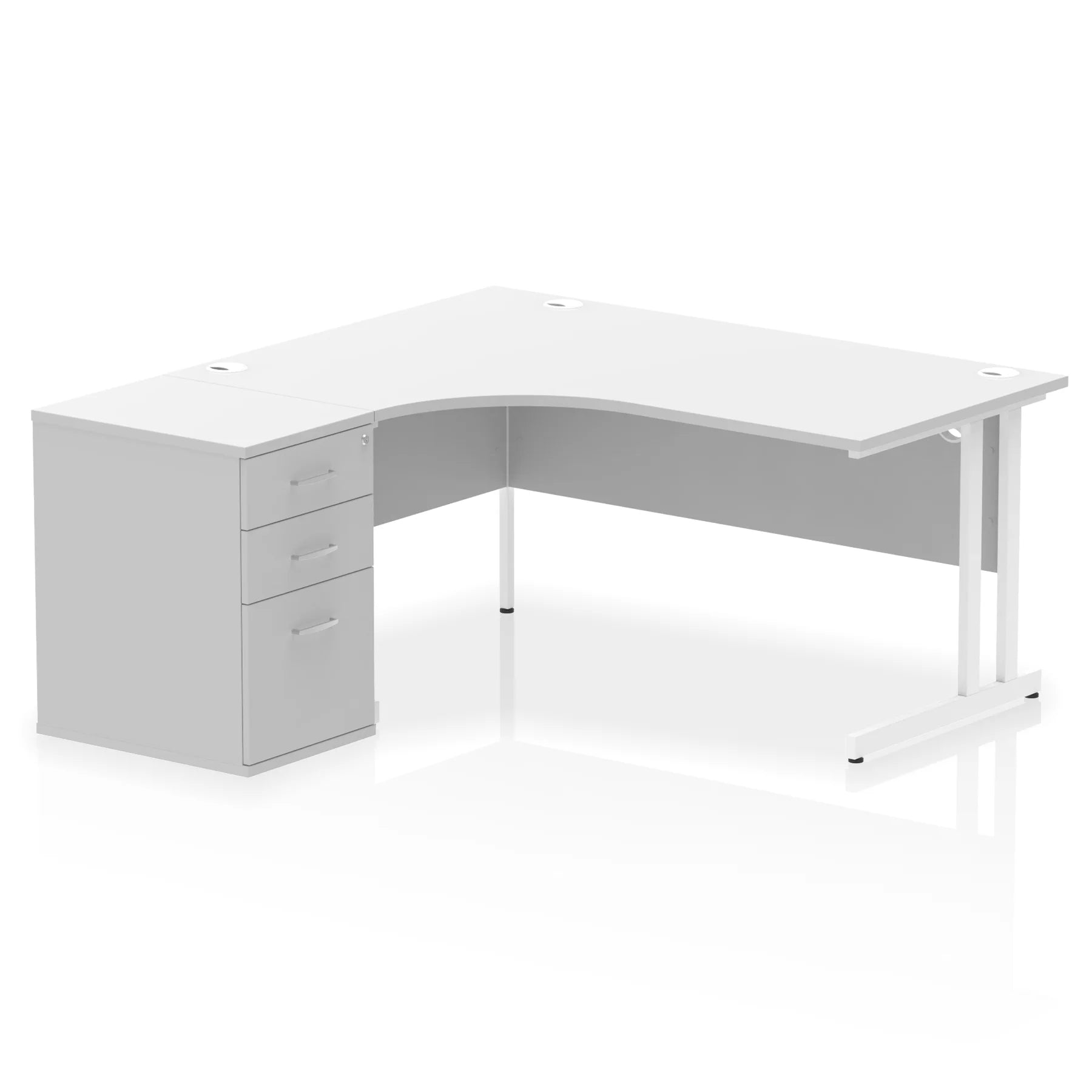 Impulse 1600mm Cantilever Crescent Desk and 600mm Fixed Pedestal Bundle