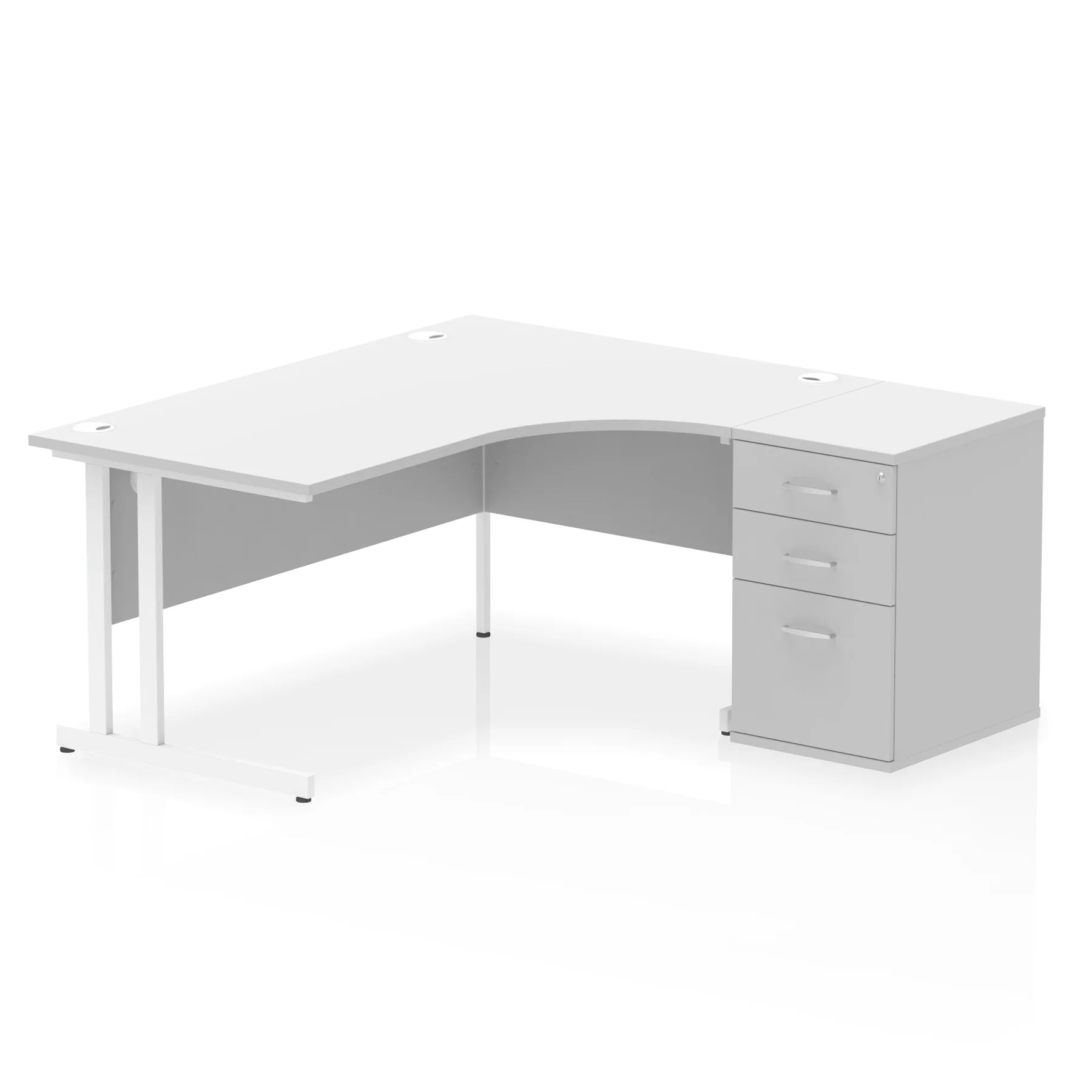 Impulse 1600mm Cantilever Crescent Desk and 600mm Fixed Pedestal Bundle