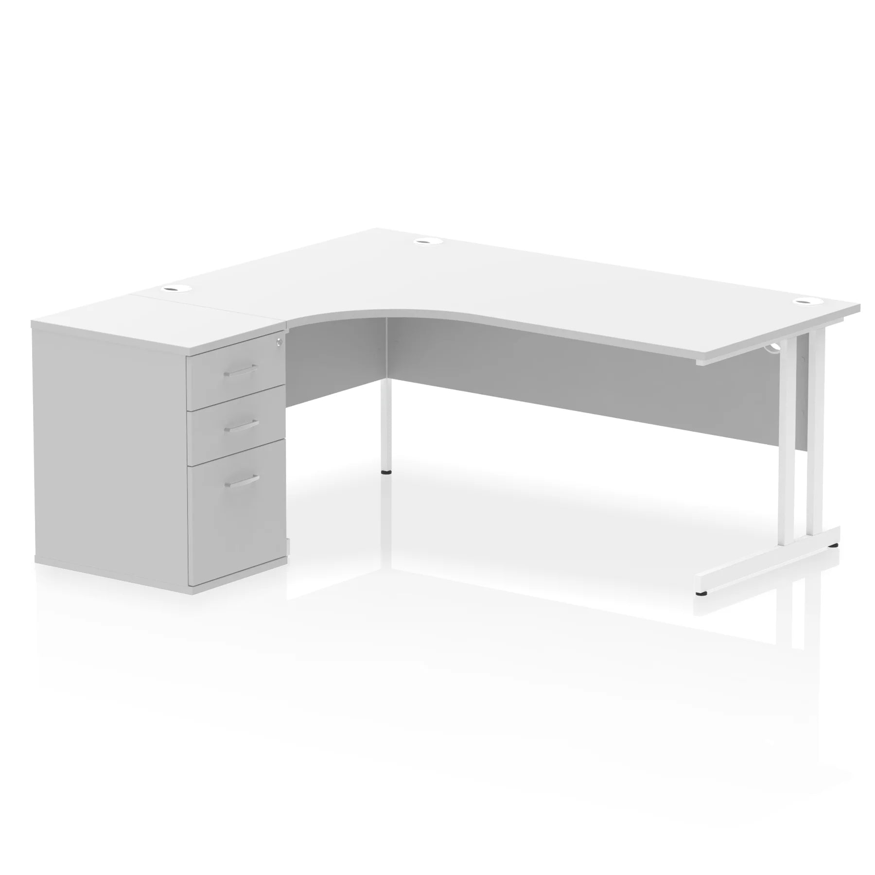 Impulse 1800mm Cantilever Crescent Desk and 600mm Fixed Pedestal Bundle