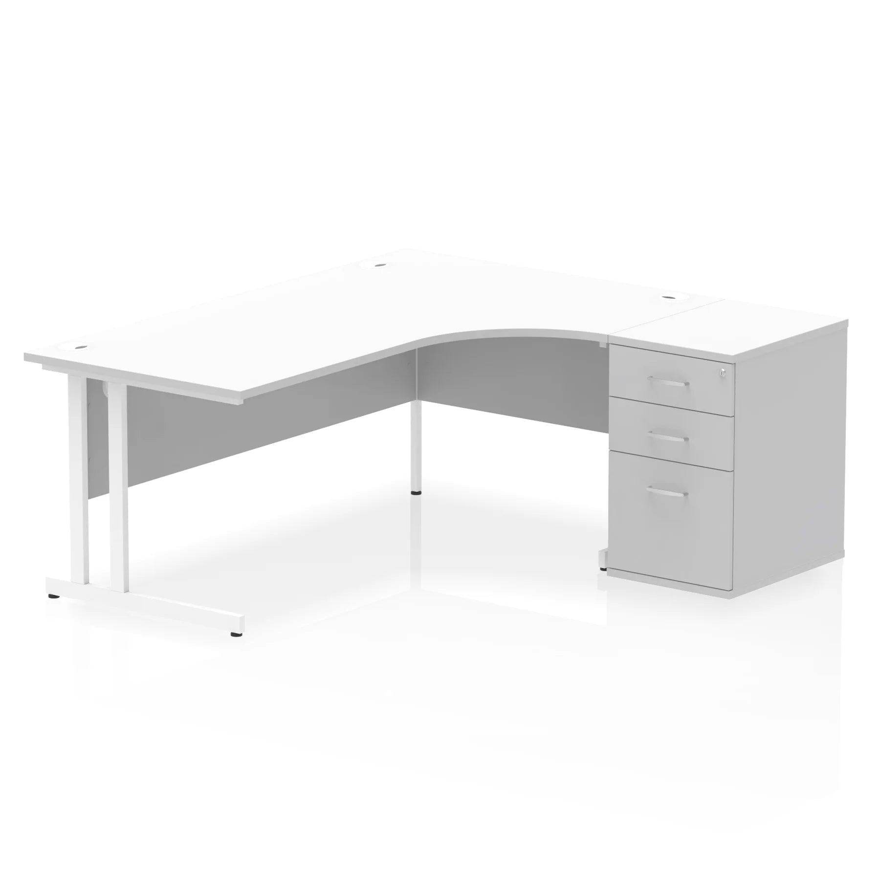 Impulse 1800mm Cantilever Crescent Desk and 600mm Fixed Pedestal Bundle