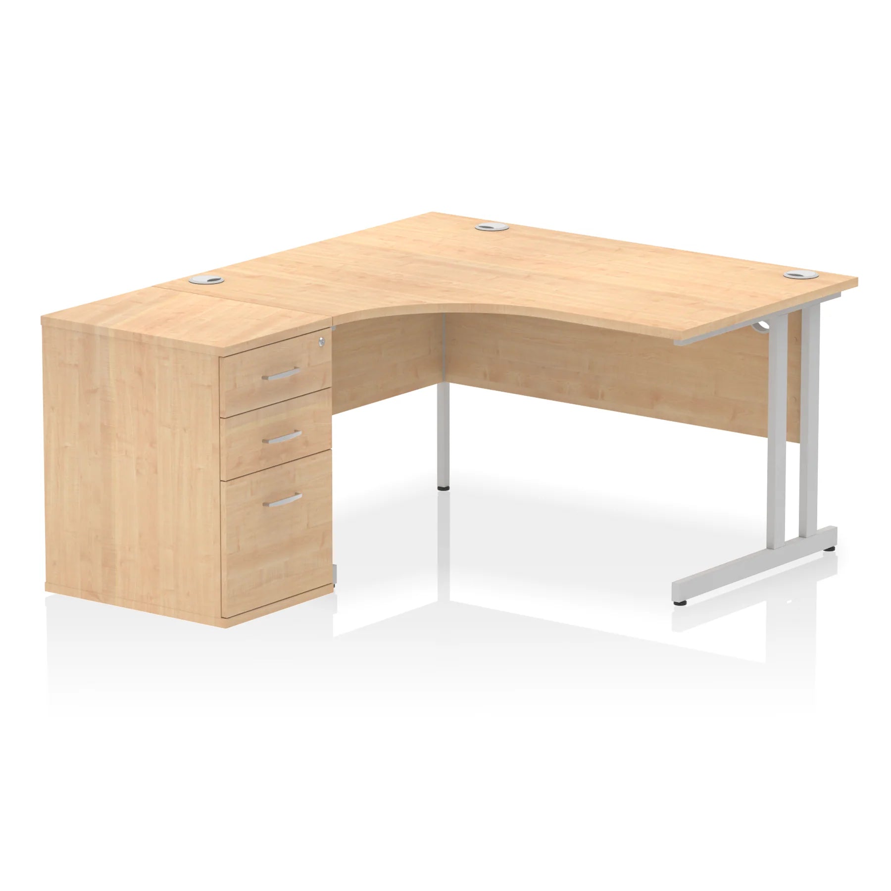 Impulse 1400mm Cantilever Crescent Desk and 600mm Fixed Pedestal Bundle