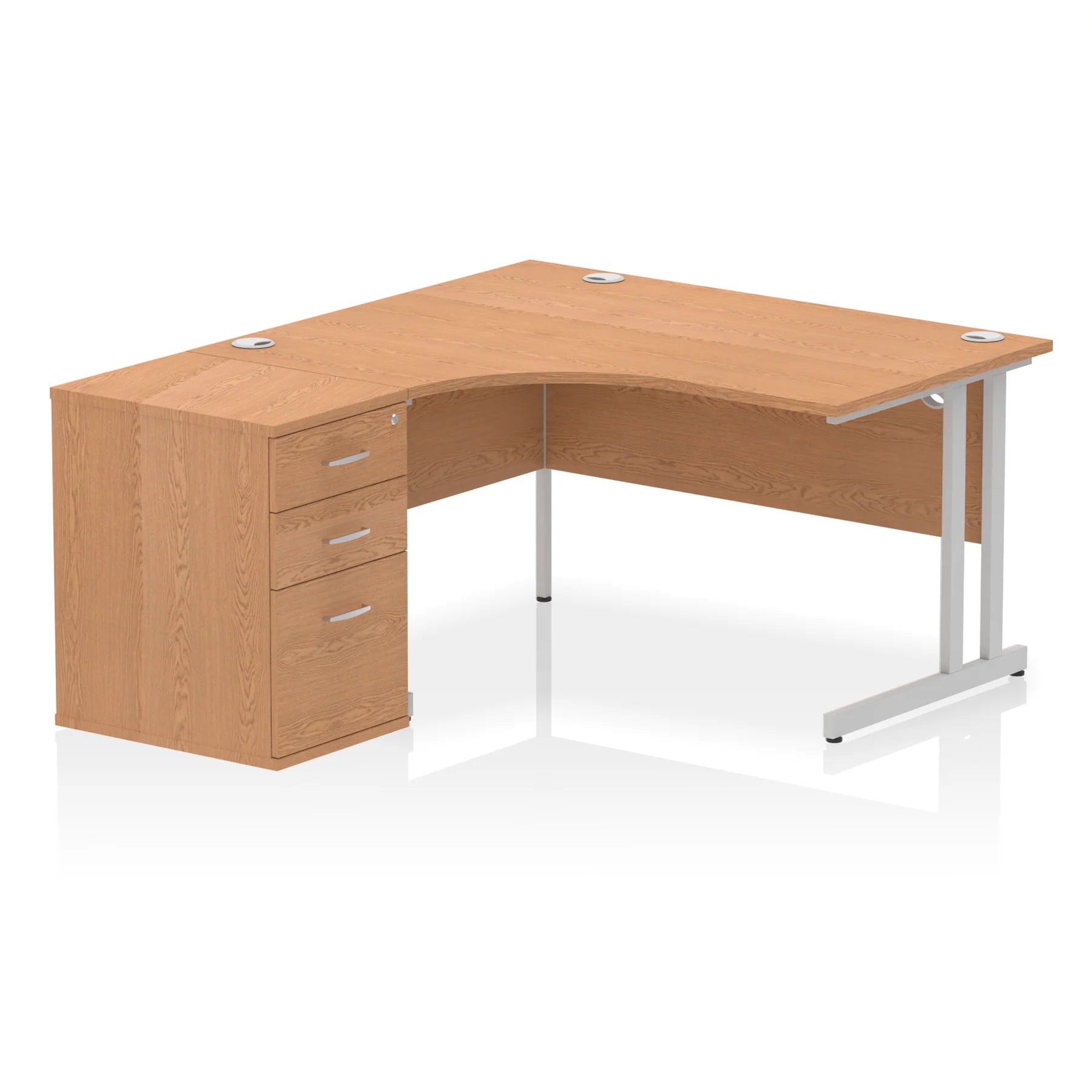 Impulse 1400mm Cantilever Crescent Desk and 600mm Fixed Pedestal Bundle