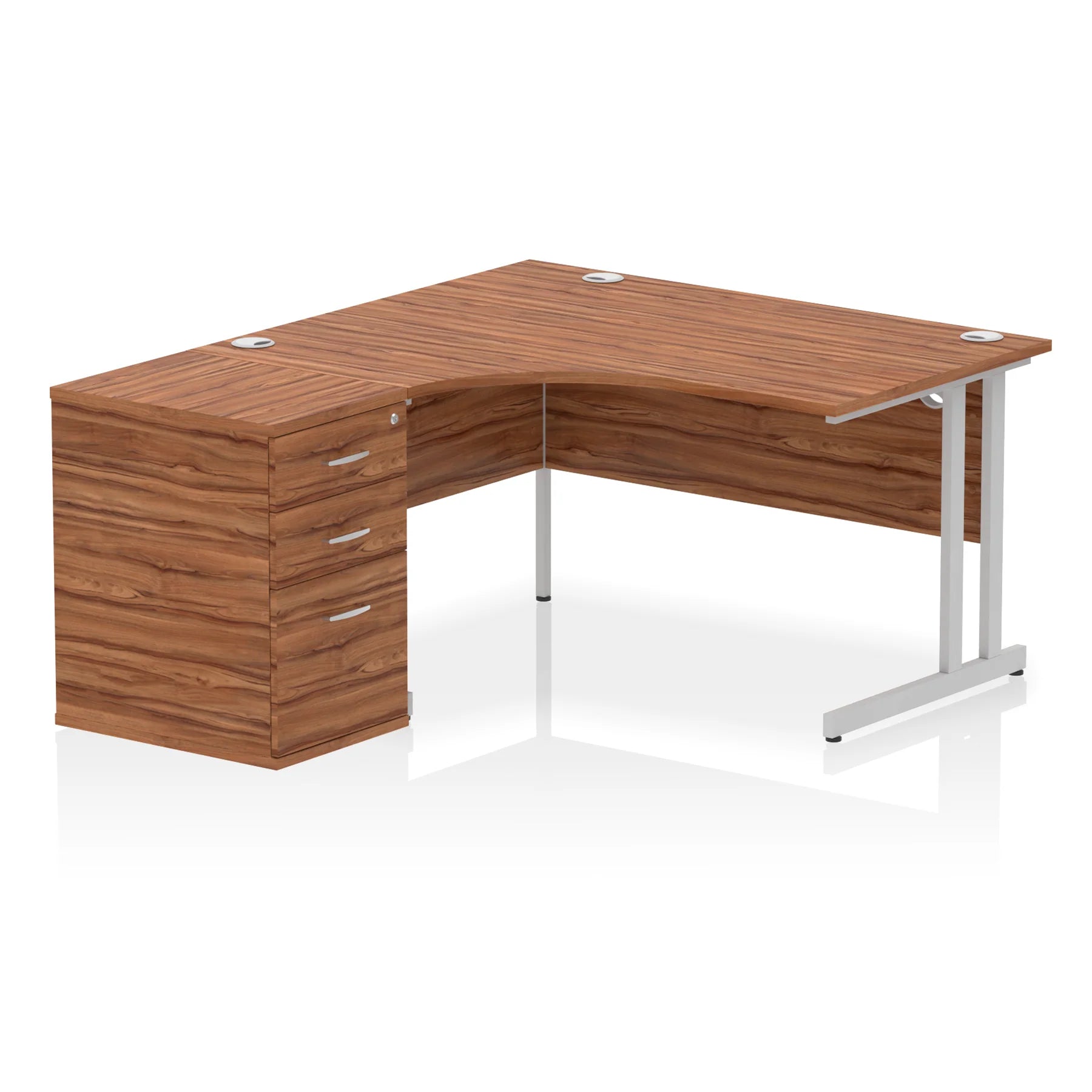 Impulse 1400mm Cantilever Crescent Desk and 600mm Fixed Pedestal Bundle