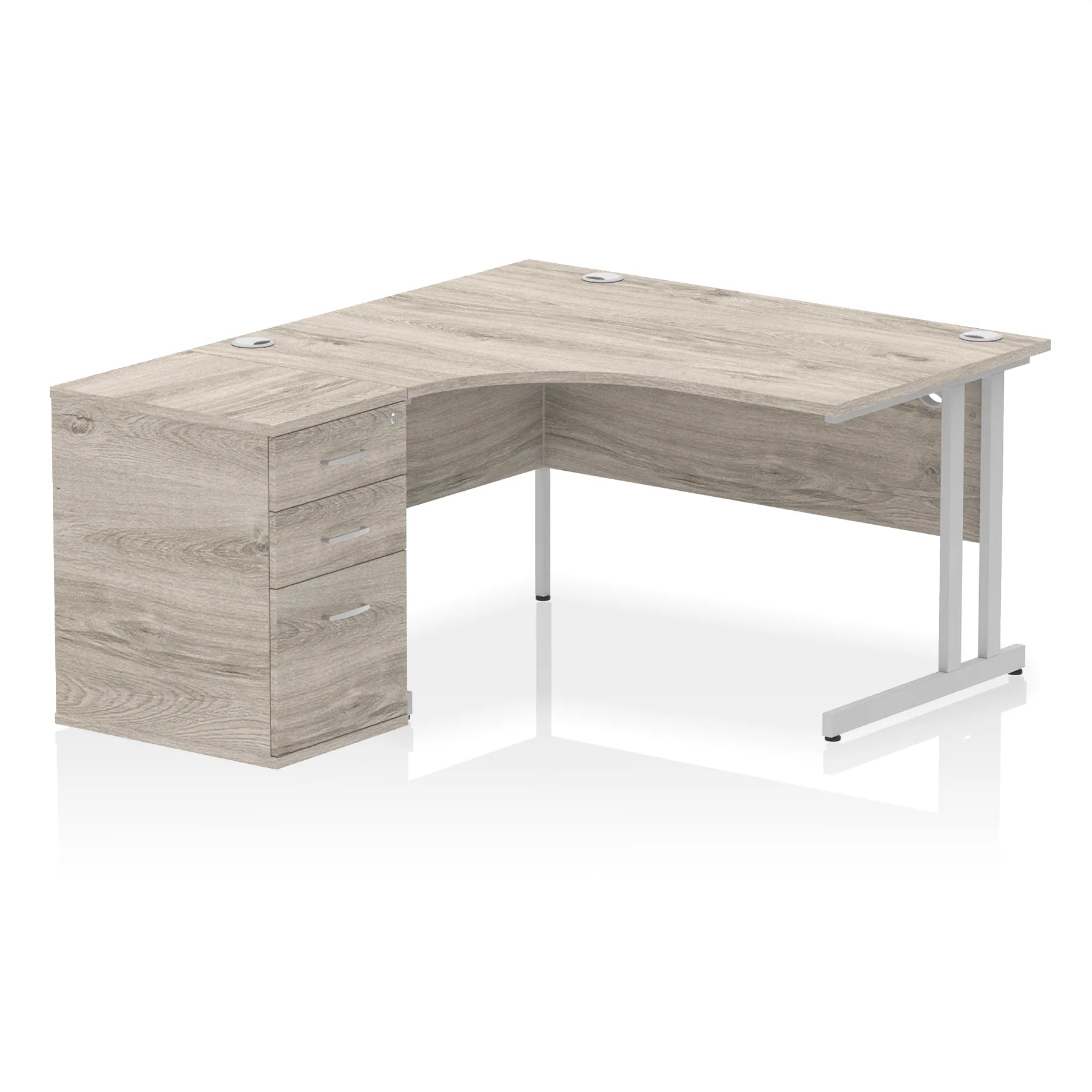 Impulse 1400mm Cantilever Crescent Desk and 600mm Fixed Pedestal Bundle