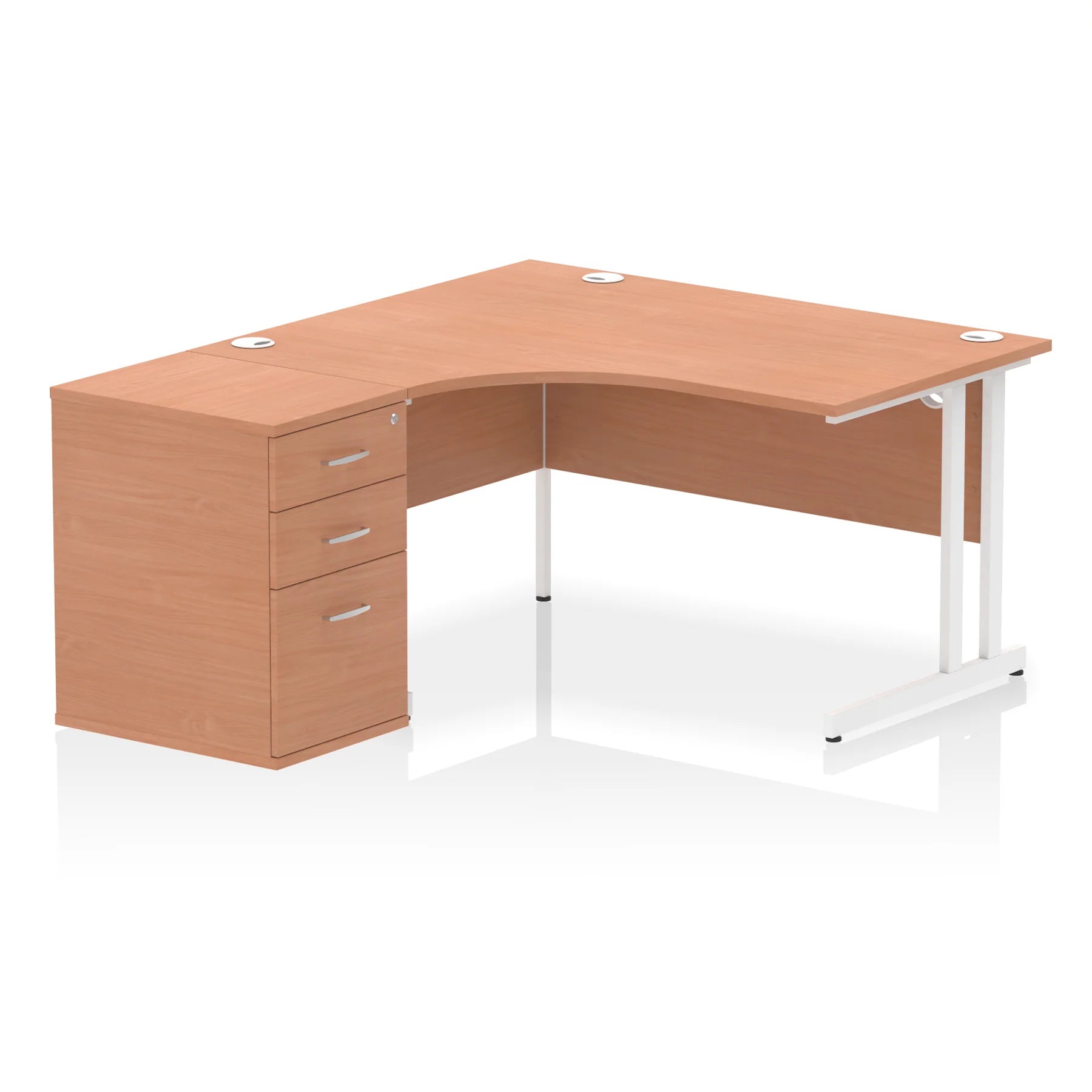 Impulse 1400mm Cantilever Crescent Desk and 600mm Fixed Pedestal Bundle