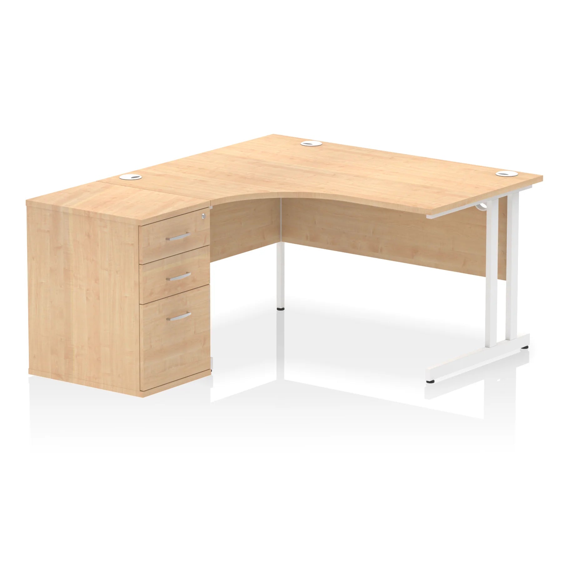 Impulse 1400mm Cantilever Crescent Desk and 600mm Fixed Pedestal Bundle