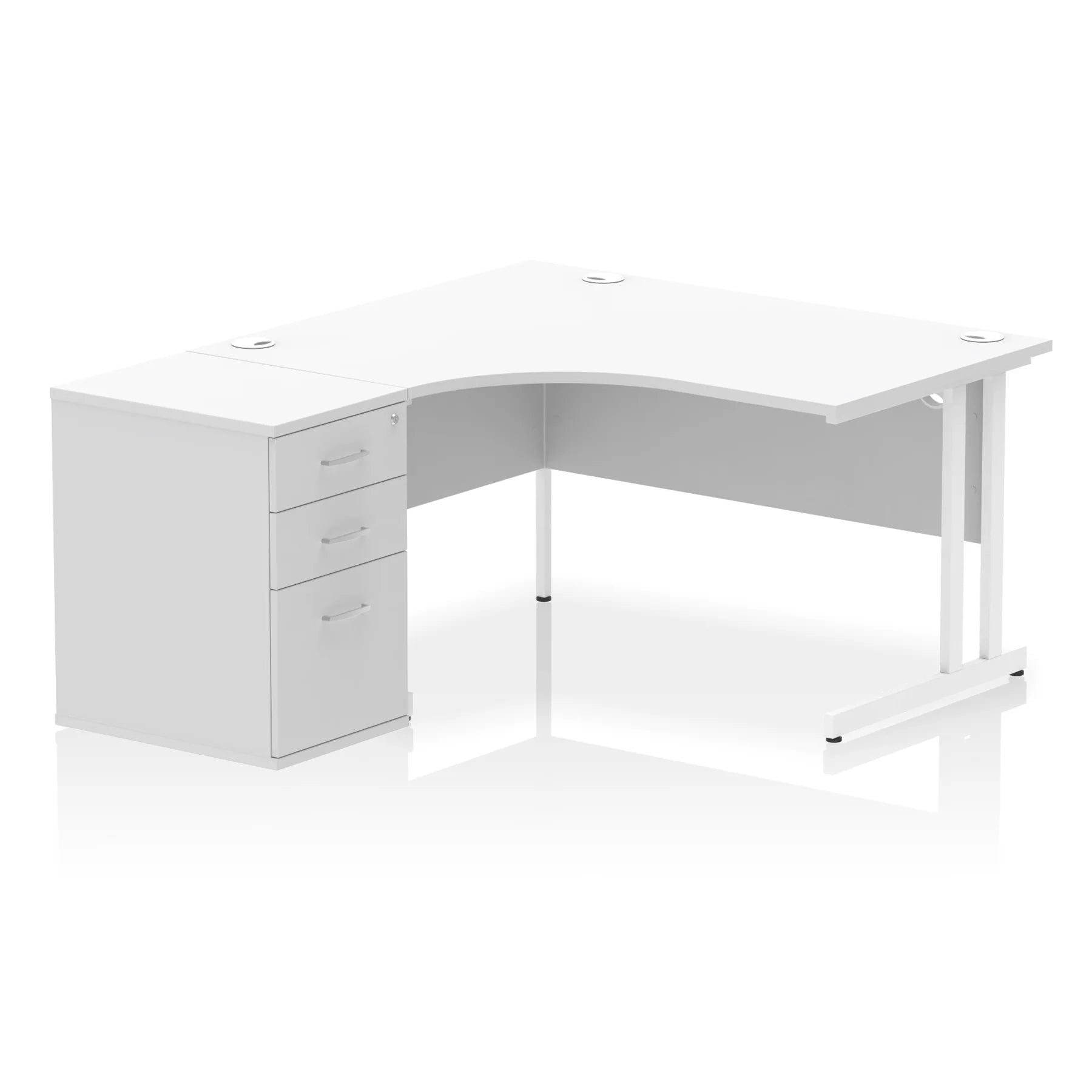 Impulse 1400mm Cantilever Crescent Desk and 600mm Fixed Pedestal Bundle
