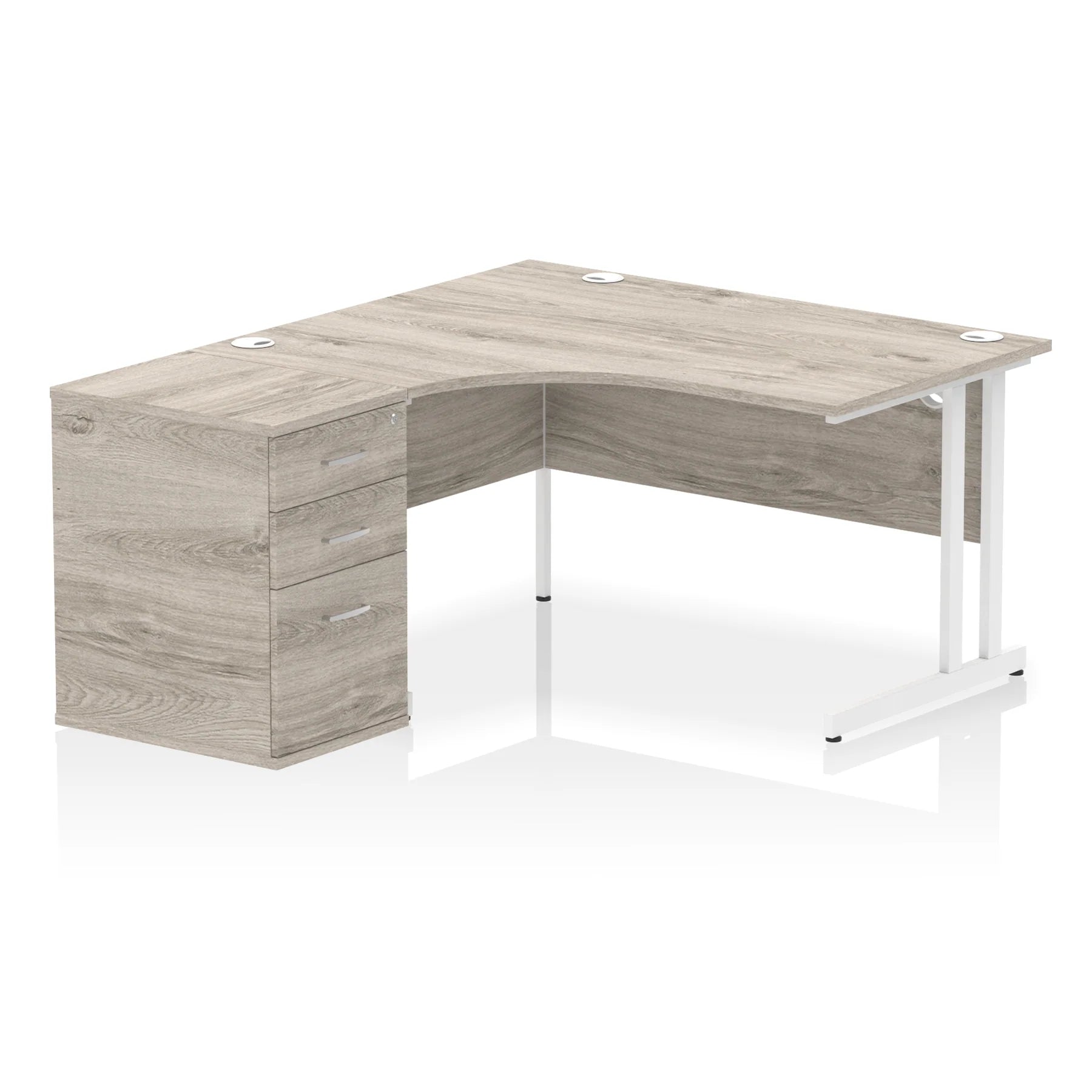 Impulse 1400mm Cantilever Crescent Desk and 600mm Fixed Pedestal Bundle