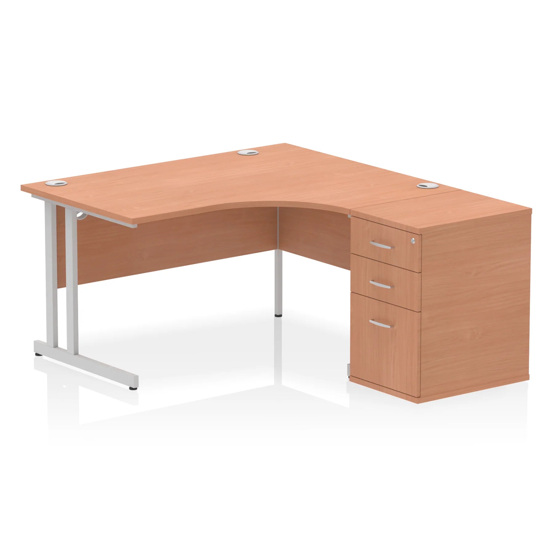 Impulse 1400mm Cantilever Crescent Desk and 600mm Fixed Pedestal Bundle