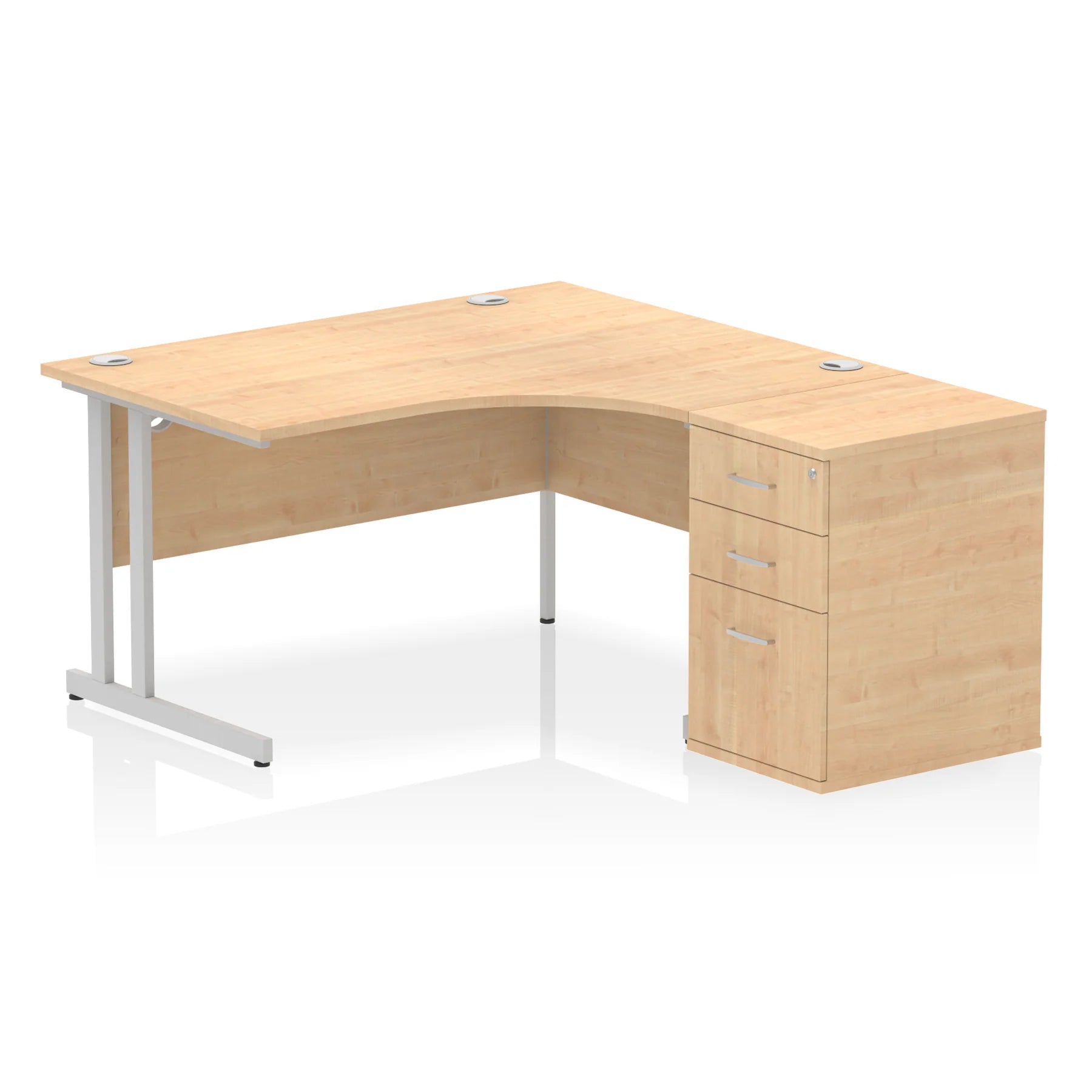 Impulse 1400mm Cantilever Crescent Desk and 600mm Fixed Pedestal Bundle