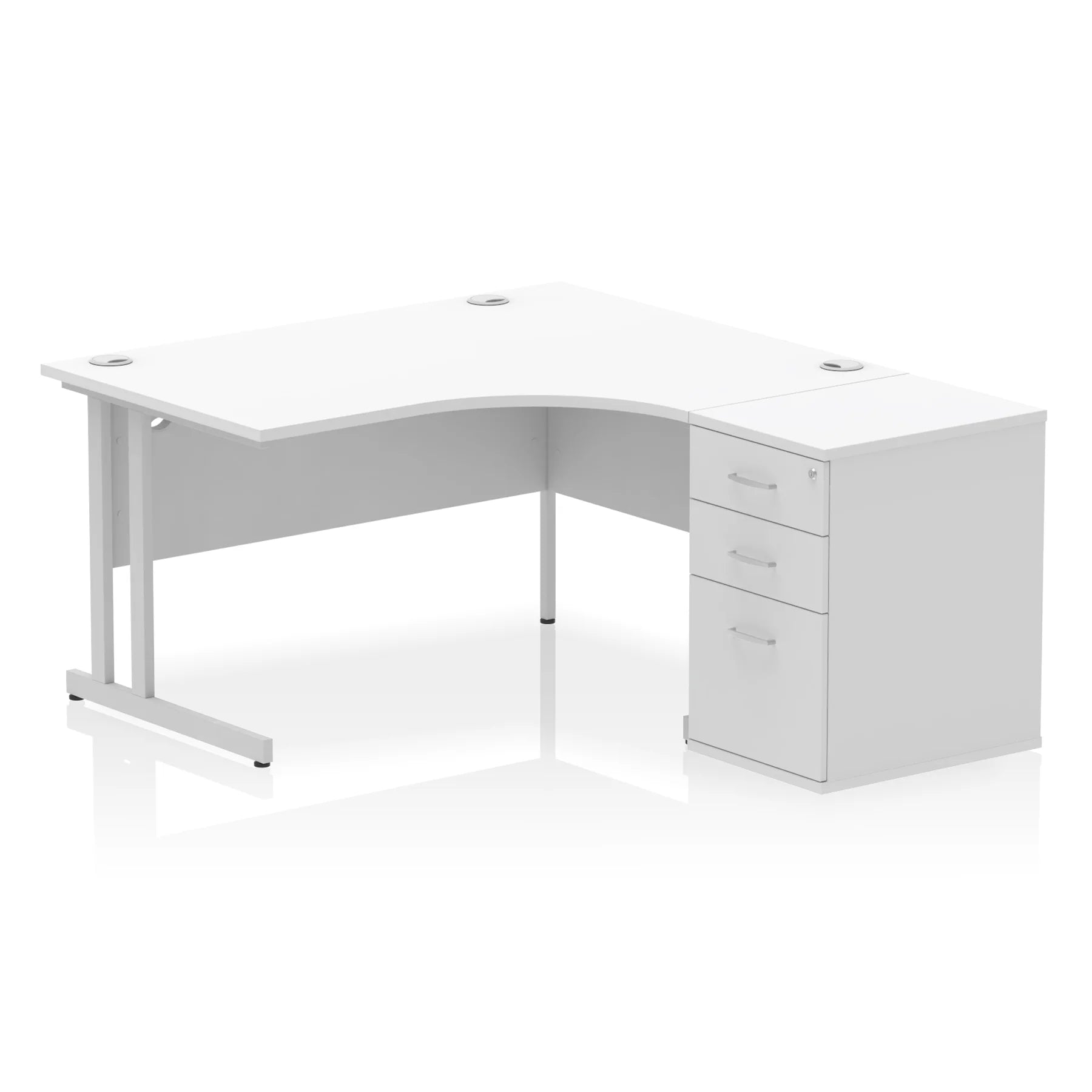 Impulse 1400mm Cantilever Crescent Desk and 600mm Fixed Pedestal Bundle