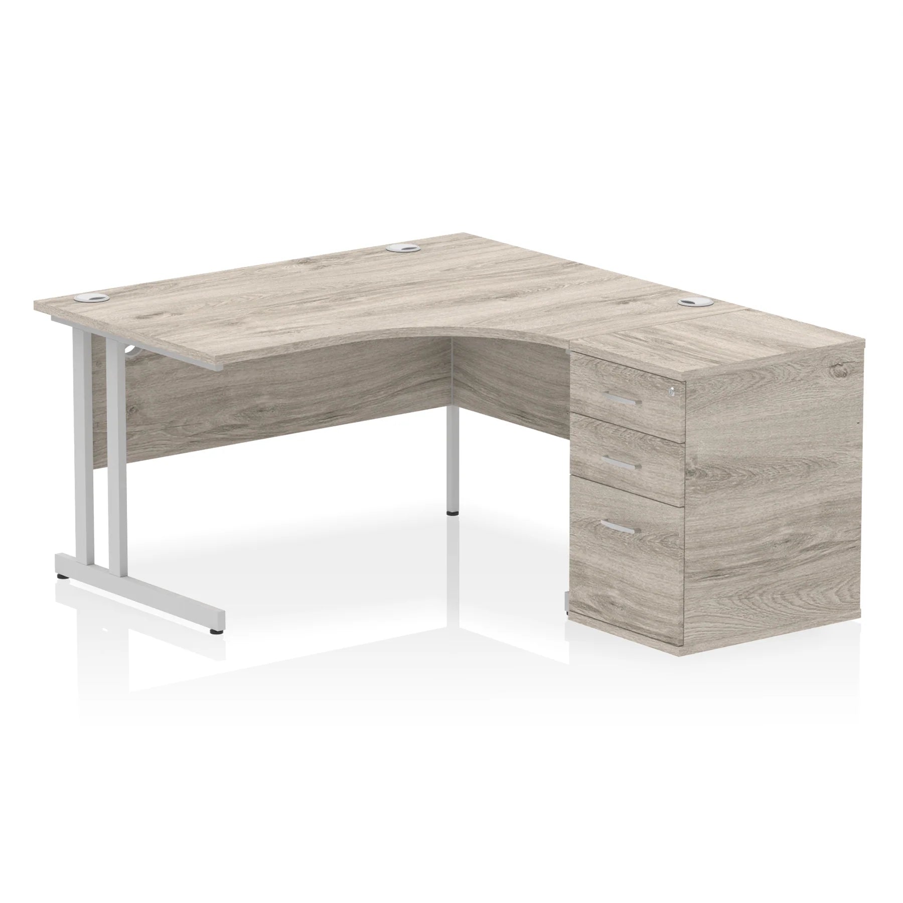 Impulse 1400mm Cantilever Crescent Desk and 600mm Fixed Pedestal Bundle