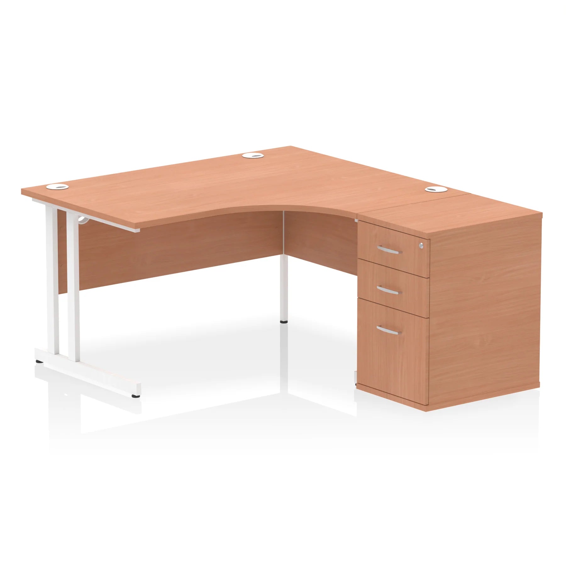 Impulse 1400mm Cantilever Crescent Desk and 600mm Fixed Pedestal Bundle