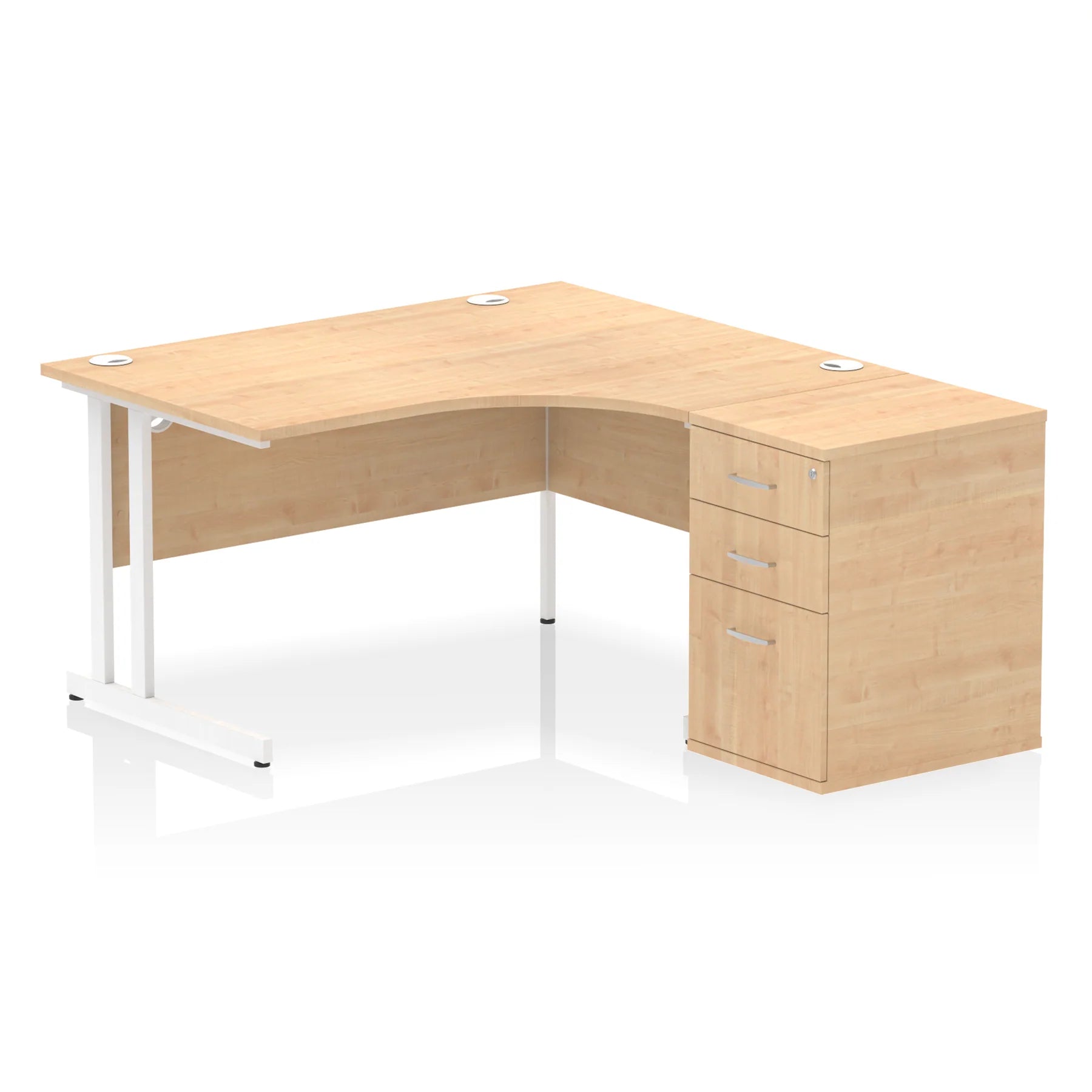 Impulse 1400mm Cantilever Crescent Desk and 600mm Fixed Pedestal Bundle