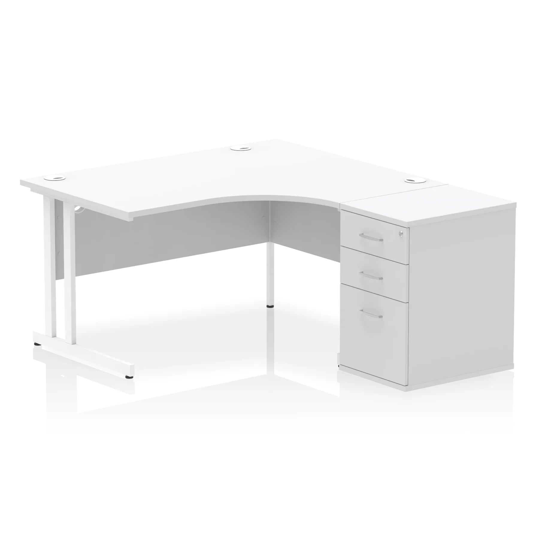 Impulse 1400mm Cantilever Crescent Desk and 600mm Fixed Pedestal Bundle