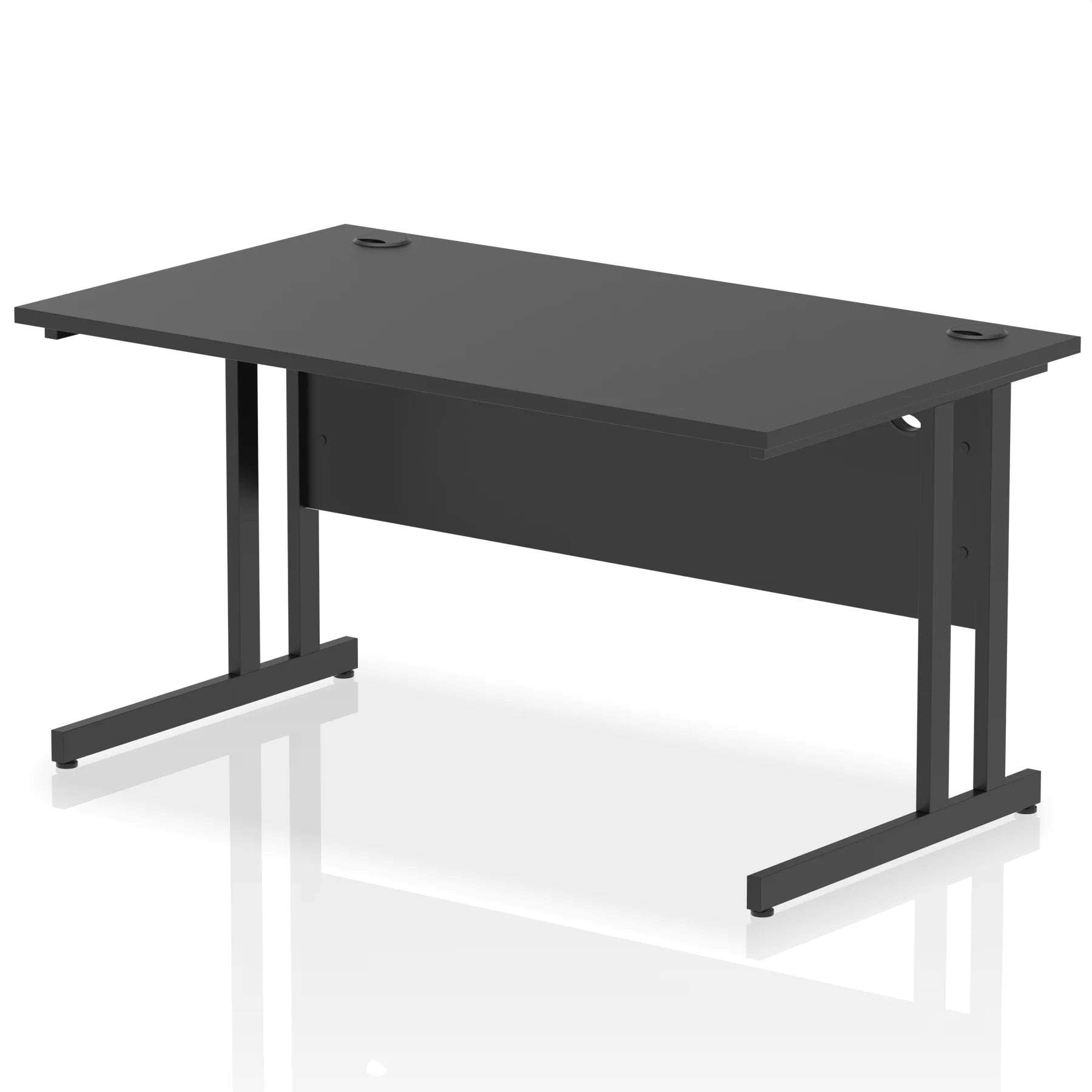 Impulse Straight Desk Cantilever Leg in Black (600mm depth) DY