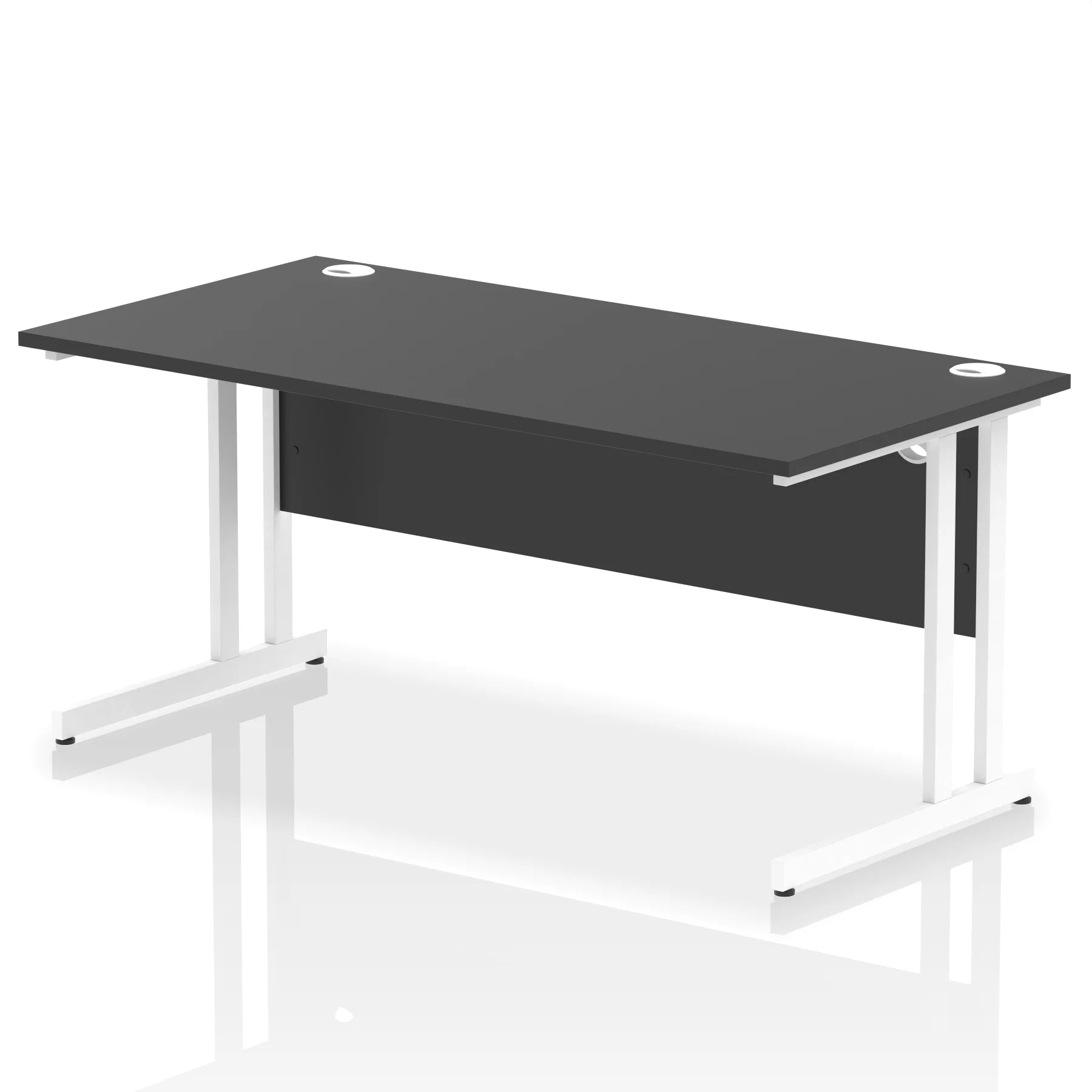 Impulse Straight Desk Cantilever Leg in Black (600mm depth) DY