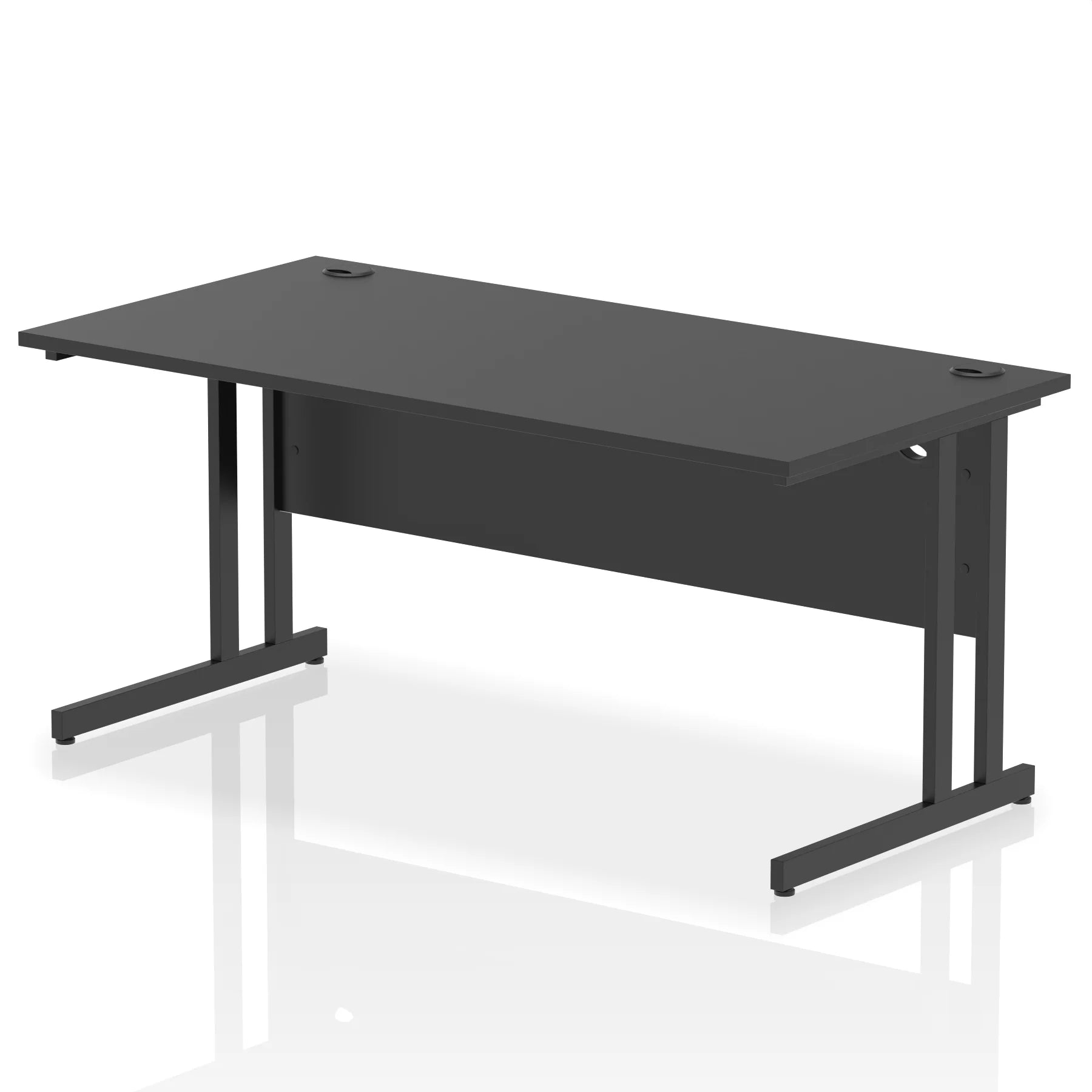 Impulse Straight Desk Cantilever Leg in Black (600mm depth) DY