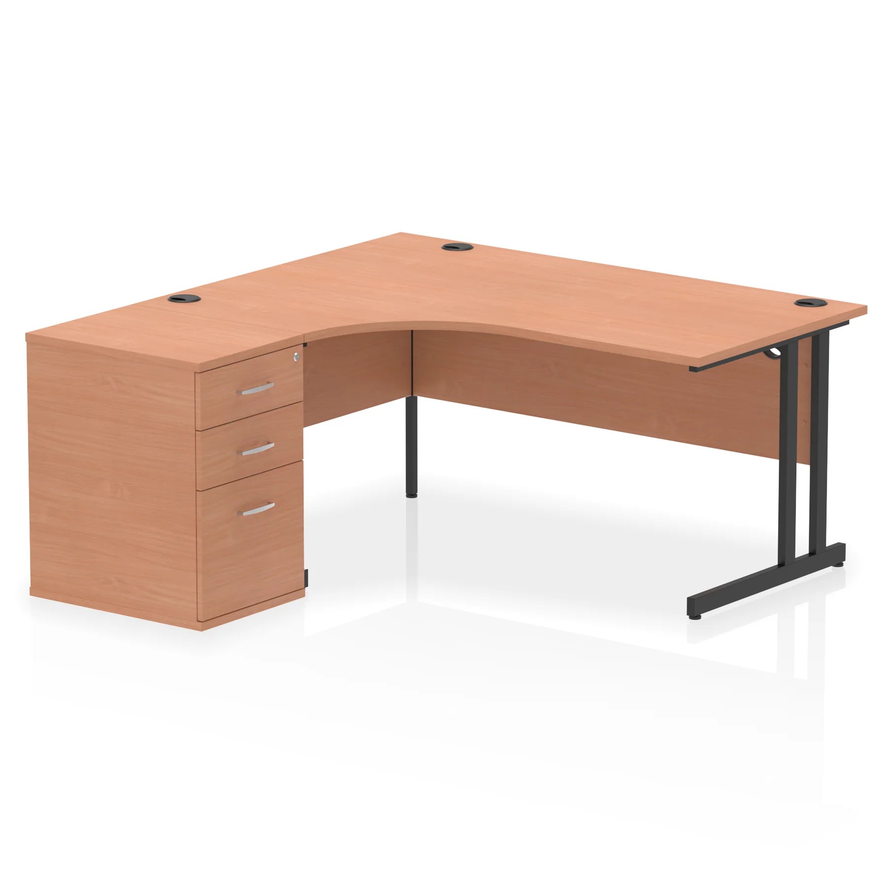 Impulse 1600mm Cantilever Crescent Desk and 600mm Fixed Pedestal Bundle