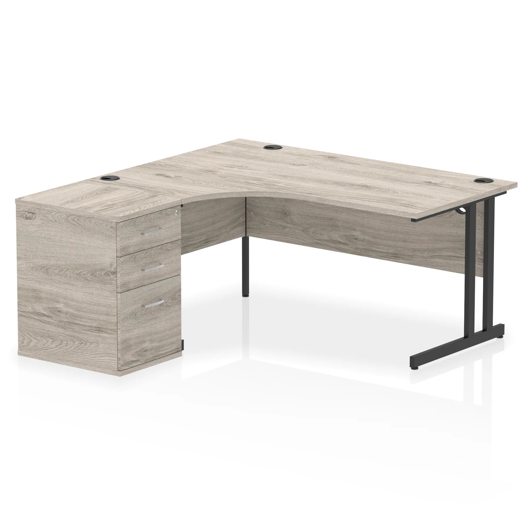 Impulse 1600mm Cantilever Crescent Desk and 600mm Fixed Pedestal Bundle