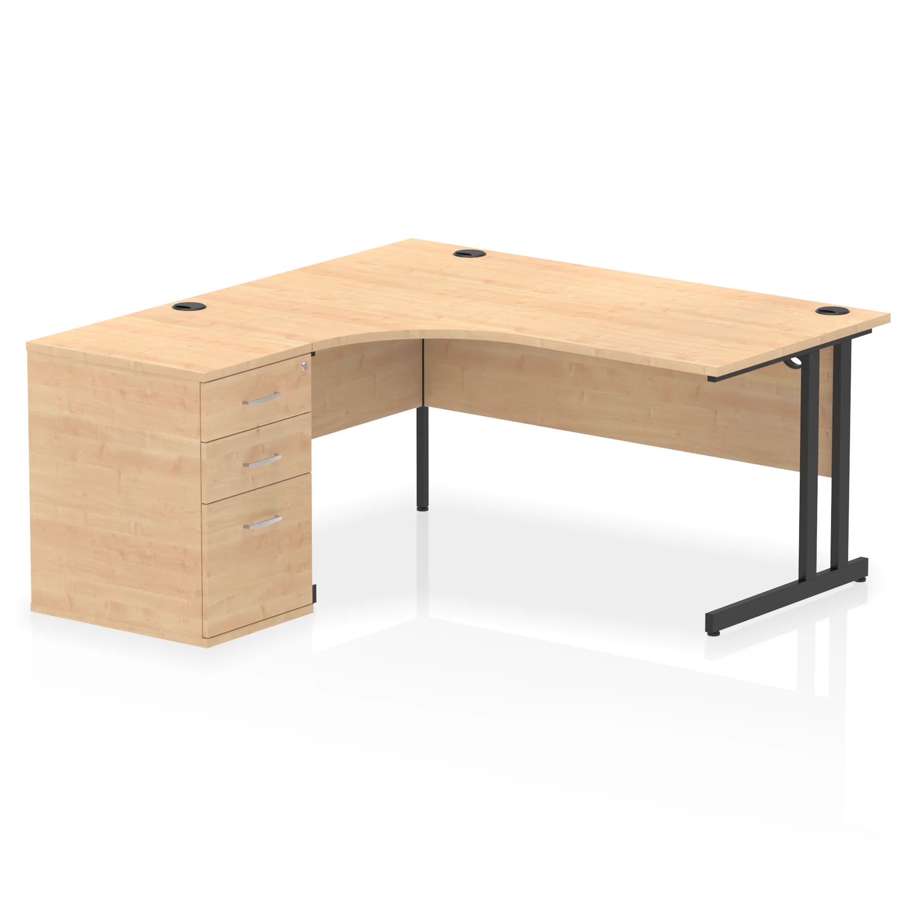 Impulse 1600mm Cantilever Crescent Desk and 600mm Fixed Pedestal Bundle