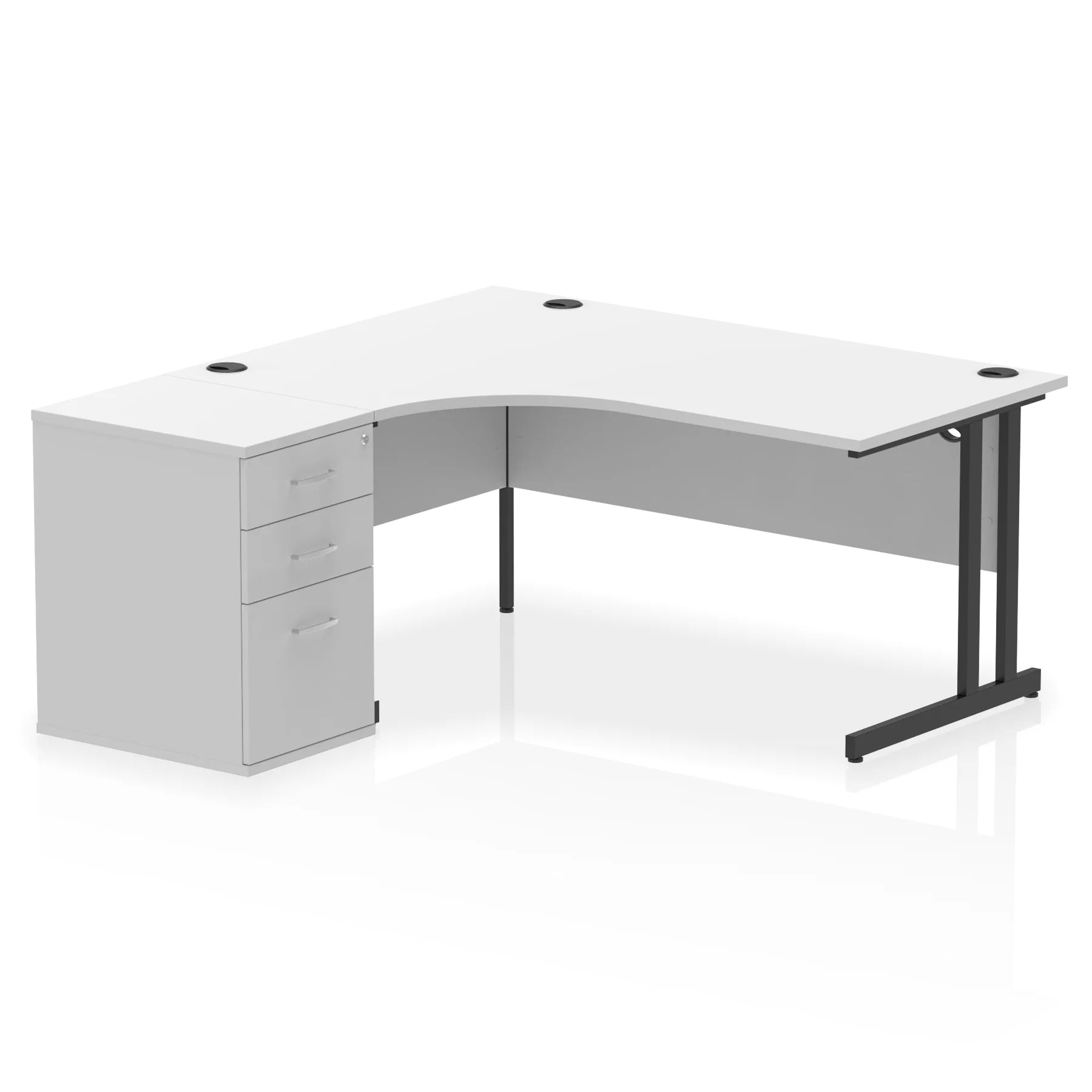 Impulse 1600mm Cantilever Crescent Desk and 600mm Fixed Pedestal Bundle