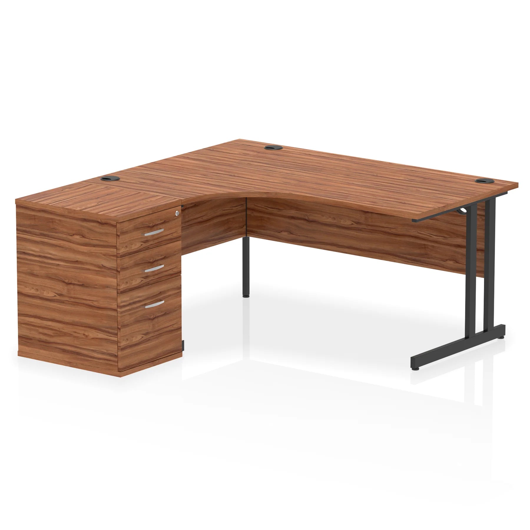 Impulse 1600mm Cantilever Crescent Desk and 600mm Fixed Pedestal Bundle
