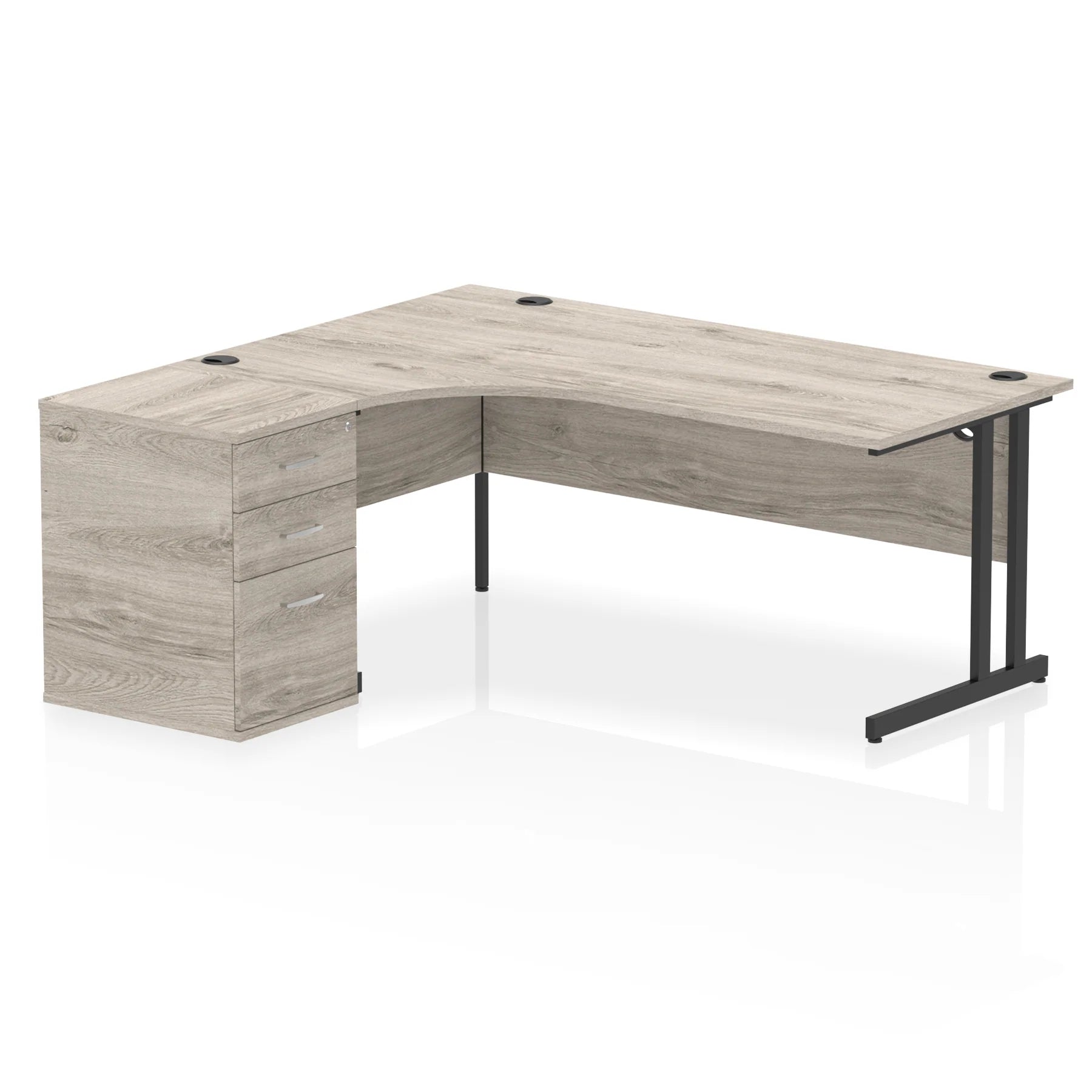 Impulse 1800mm Cantilever Crescent Desk and 600mm Fixed Pedestal Bundle