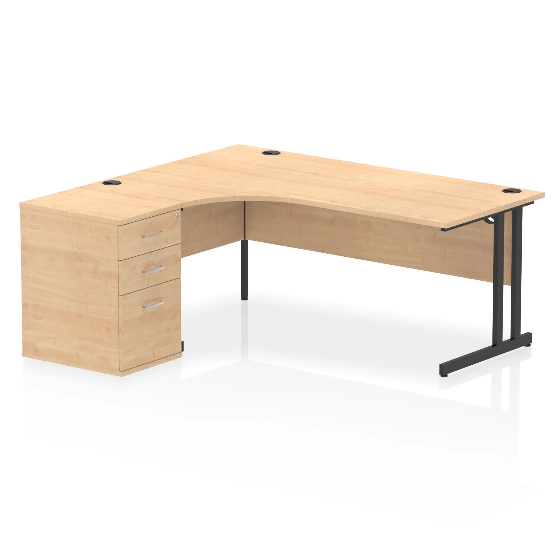 Impulse 1800mm Cantilever Crescent Desk and 600mm Fixed Pedestal Bundle