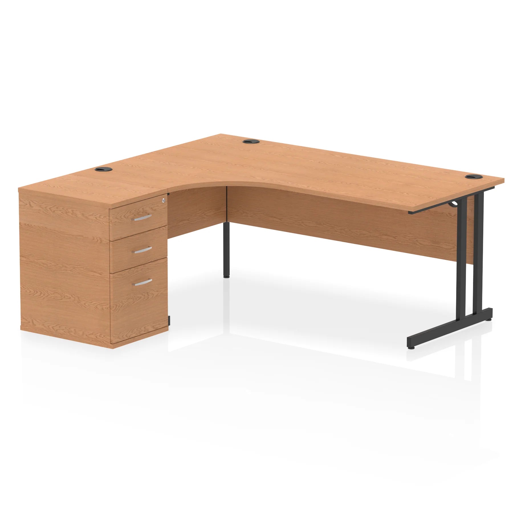 Impulse 1800mm Cantilever Crescent Desk and 600mm Fixed Pedestal Bundle