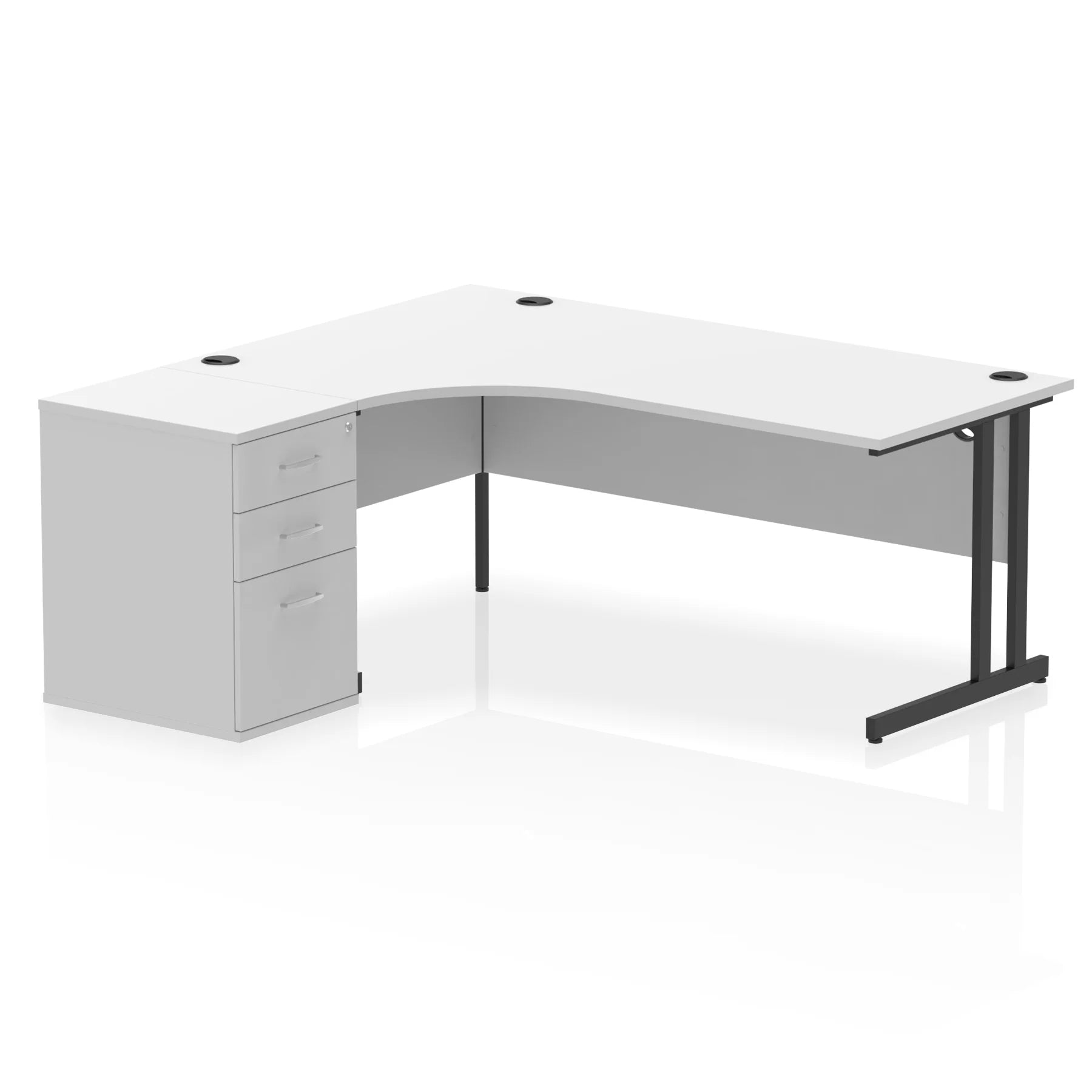 Impulse 1800mm Cantilever Crescent Desk and 600mm Fixed Pedestal Bundle