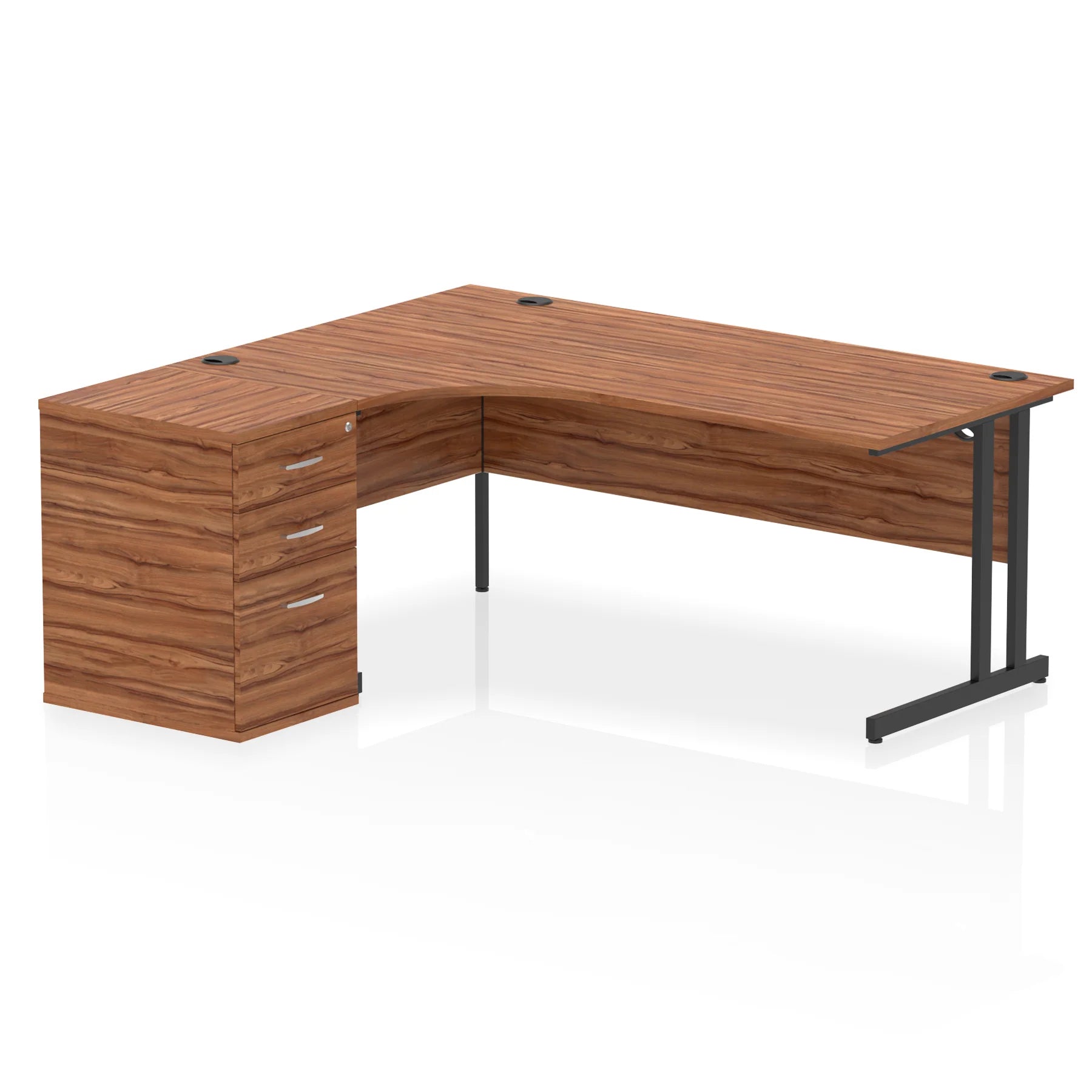 Impulse 1800mm Cantilever Crescent Desk and 600mm Fixed Pedestal Bundle