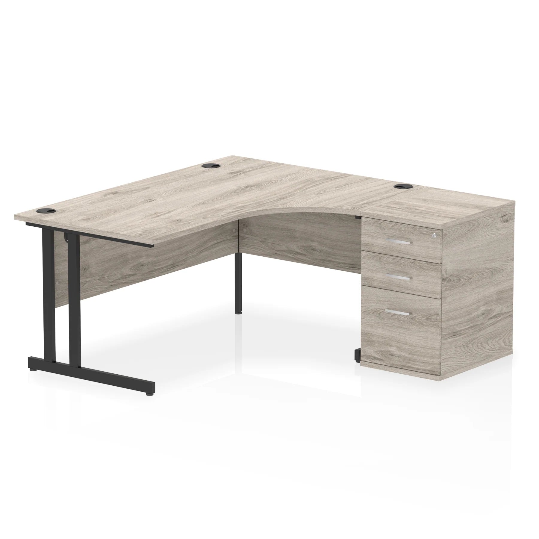 Impulse 1600mm Cantilever Crescent Desk and 600mm Fixed Pedestal Bundle