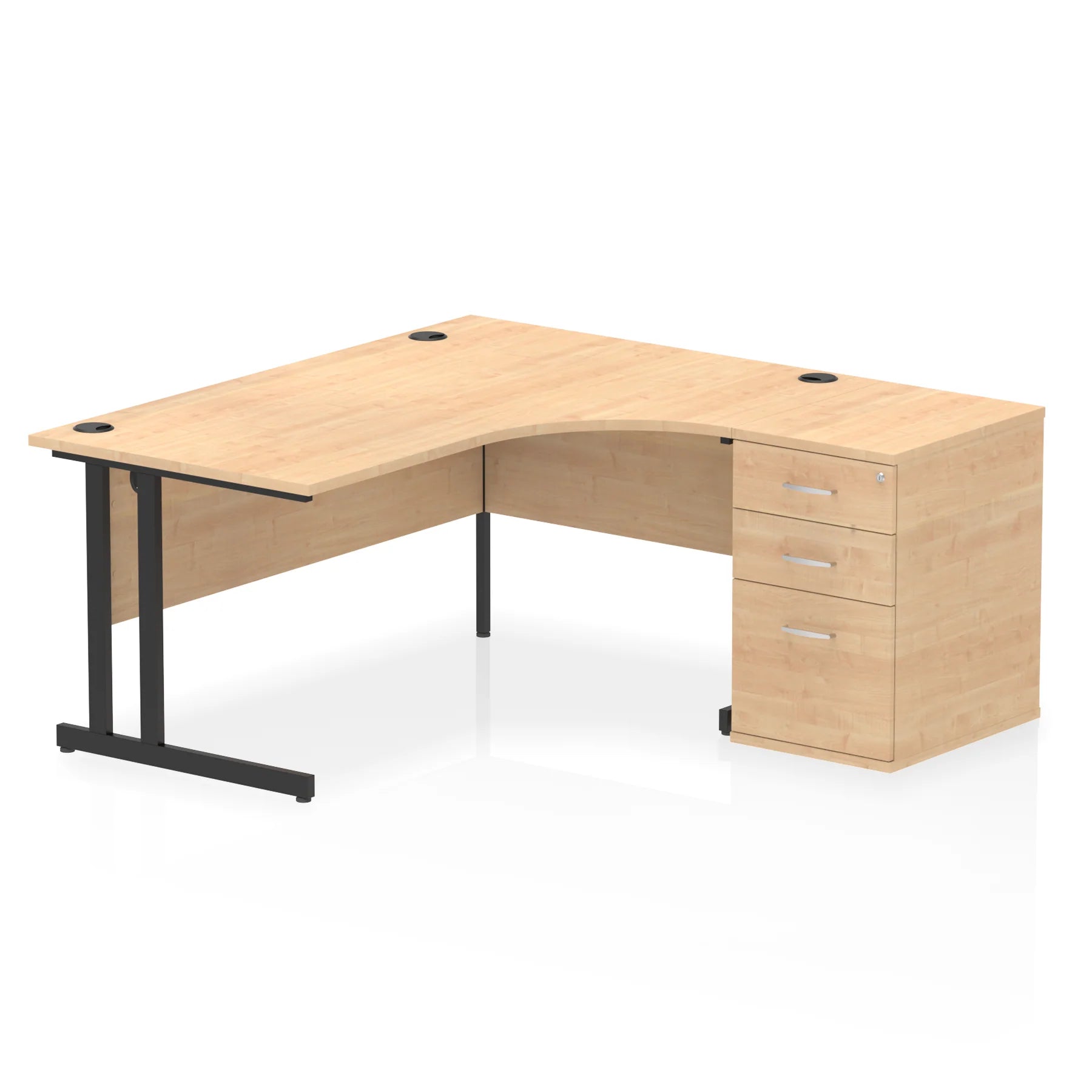 Impulse 1600mm Cantilever Crescent Desk and 600mm Fixed Pedestal Bundle