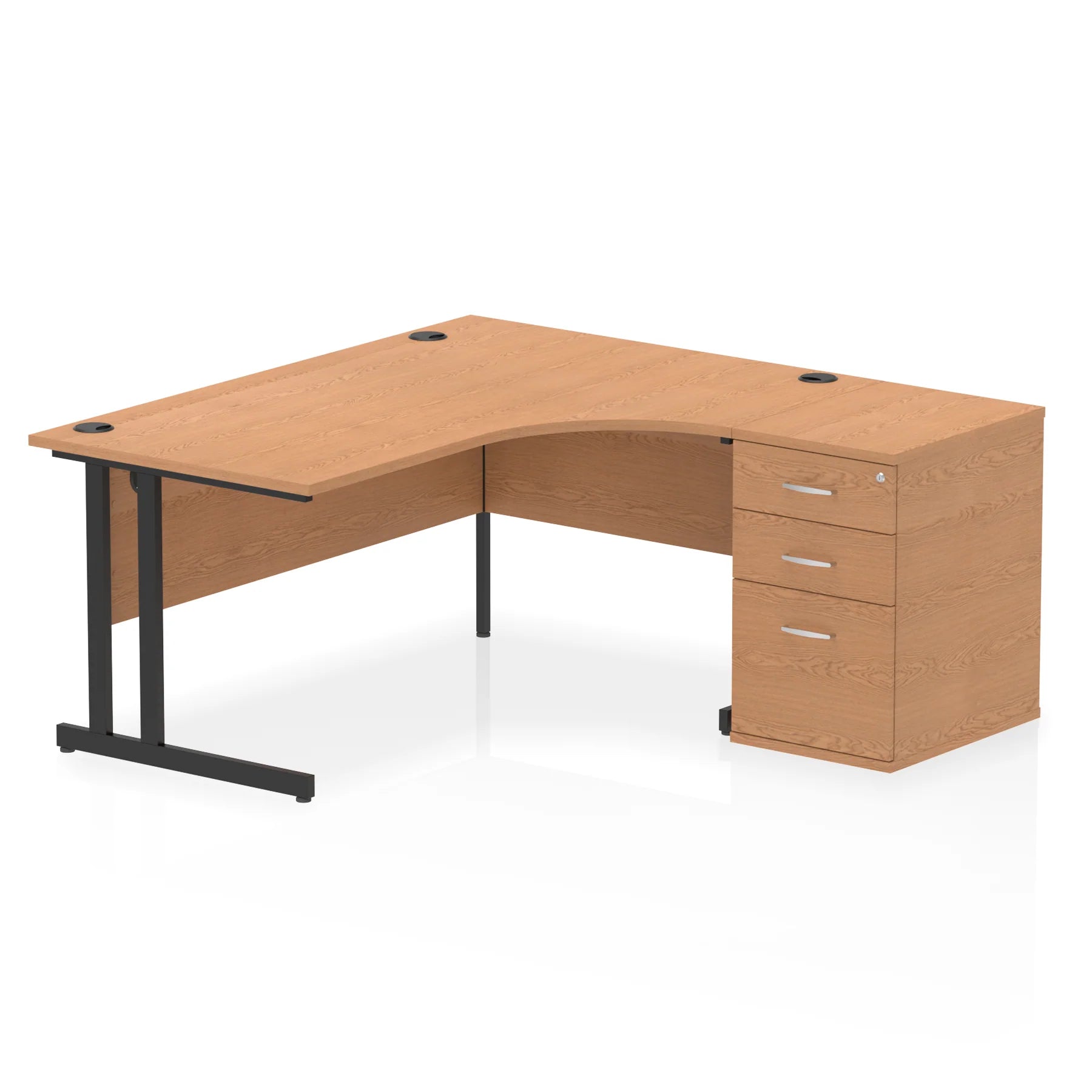 Impulse 1600mm Cantilever Crescent Desk and 600mm Fixed Pedestal Bundle