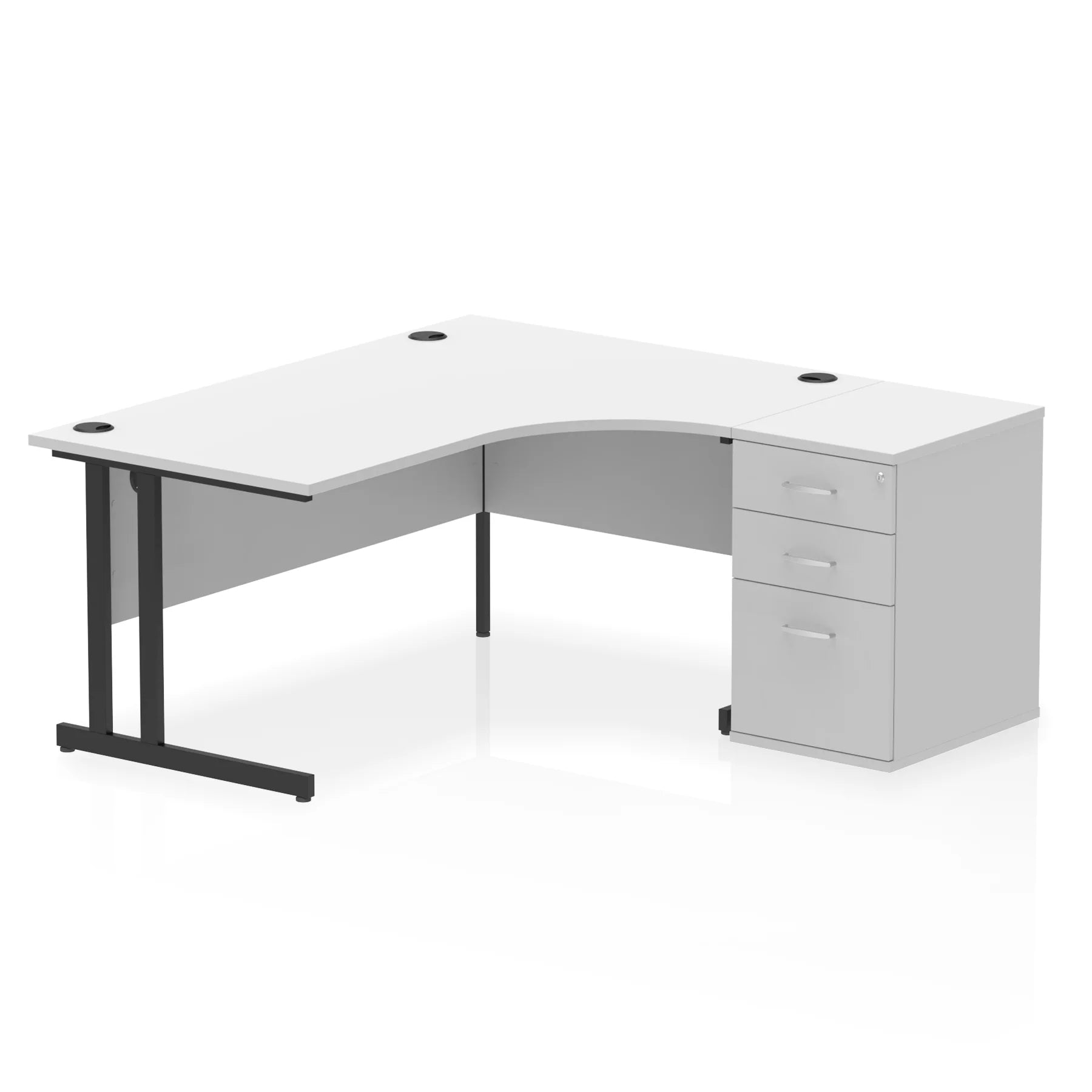Impulse 1600mm Cantilever Crescent Desk and 600mm Fixed Pedestal Bundle