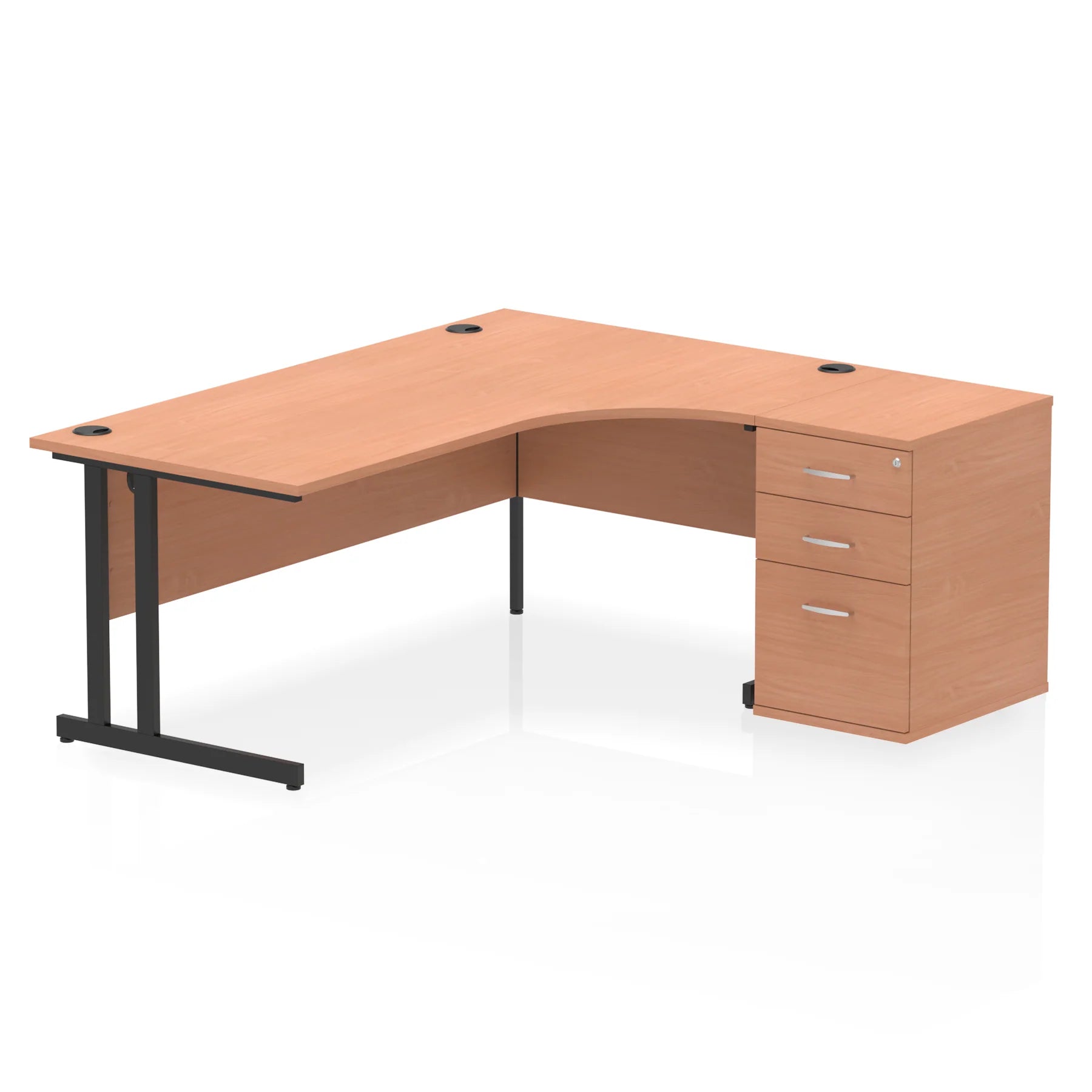 Impulse 1800mm Cantilever Crescent Desk and 600mm Fixed Pedestal Bundle