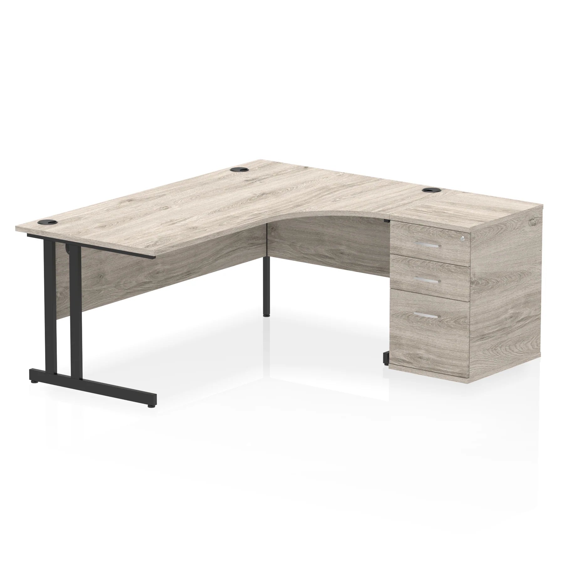 Impulse 1800mm Cantilever Crescent Desk and 600mm Fixed Pedestal Bundle