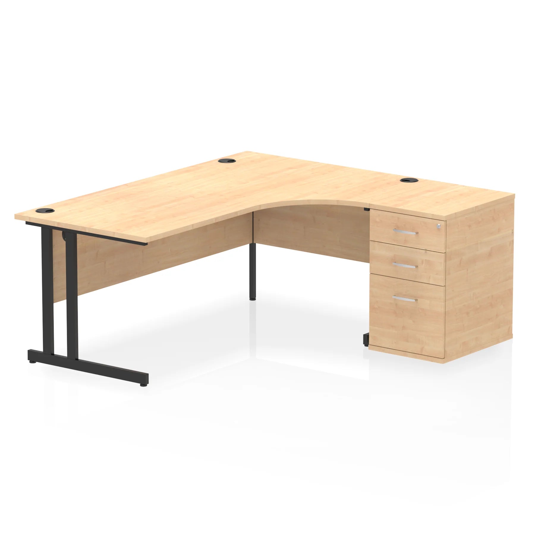 Impulse 1800mm Cantilever Crescent Desk and 600mm Fixed Pedestal Bundle