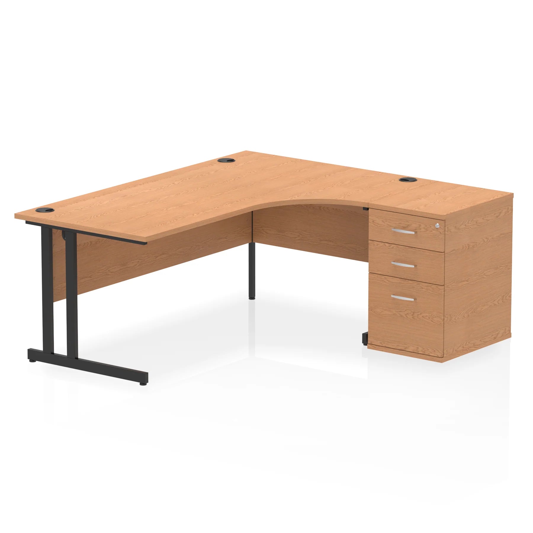 Impulse 1800mm Cantilever Crescent Desk and 600mm Fixed Pedestal Bundle