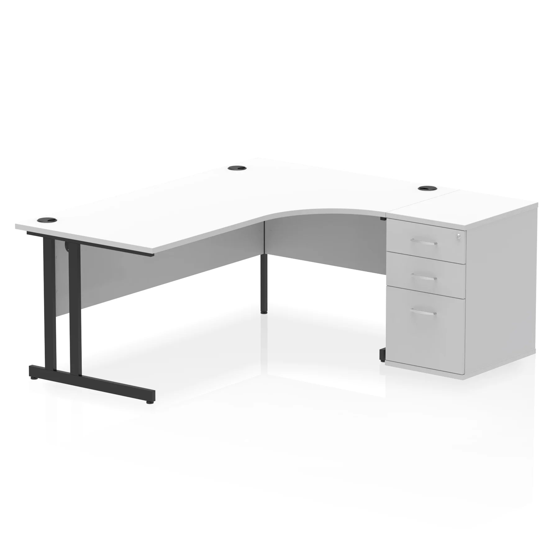 Impulse 1800mm Cantilever Crescent Desk and 600mm Fixed Pedestal Bundle
